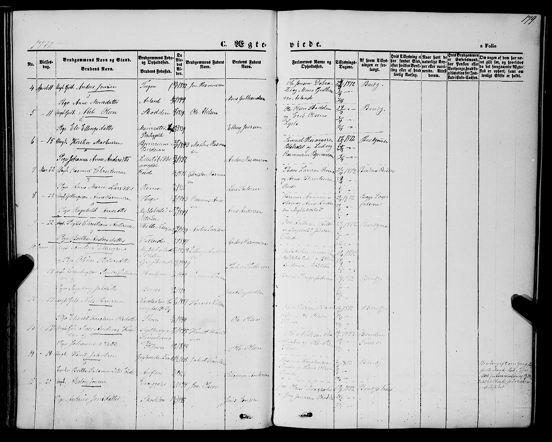 Innvik sokneprestembete, AV/SAB-A-80501: Parish register (official) no. A 6, 1865-1878, p. 179