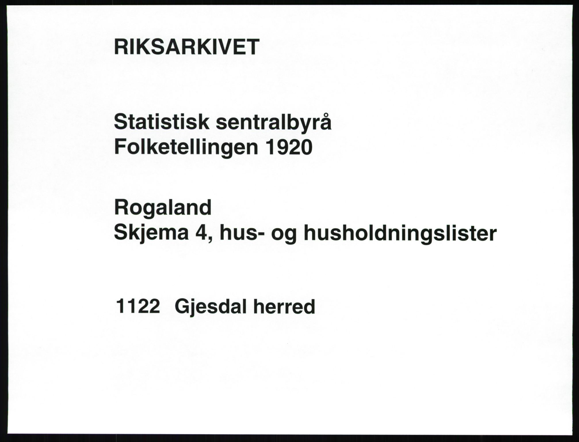 SAST, 1920 census for Gjesdal, 1920, p. 36