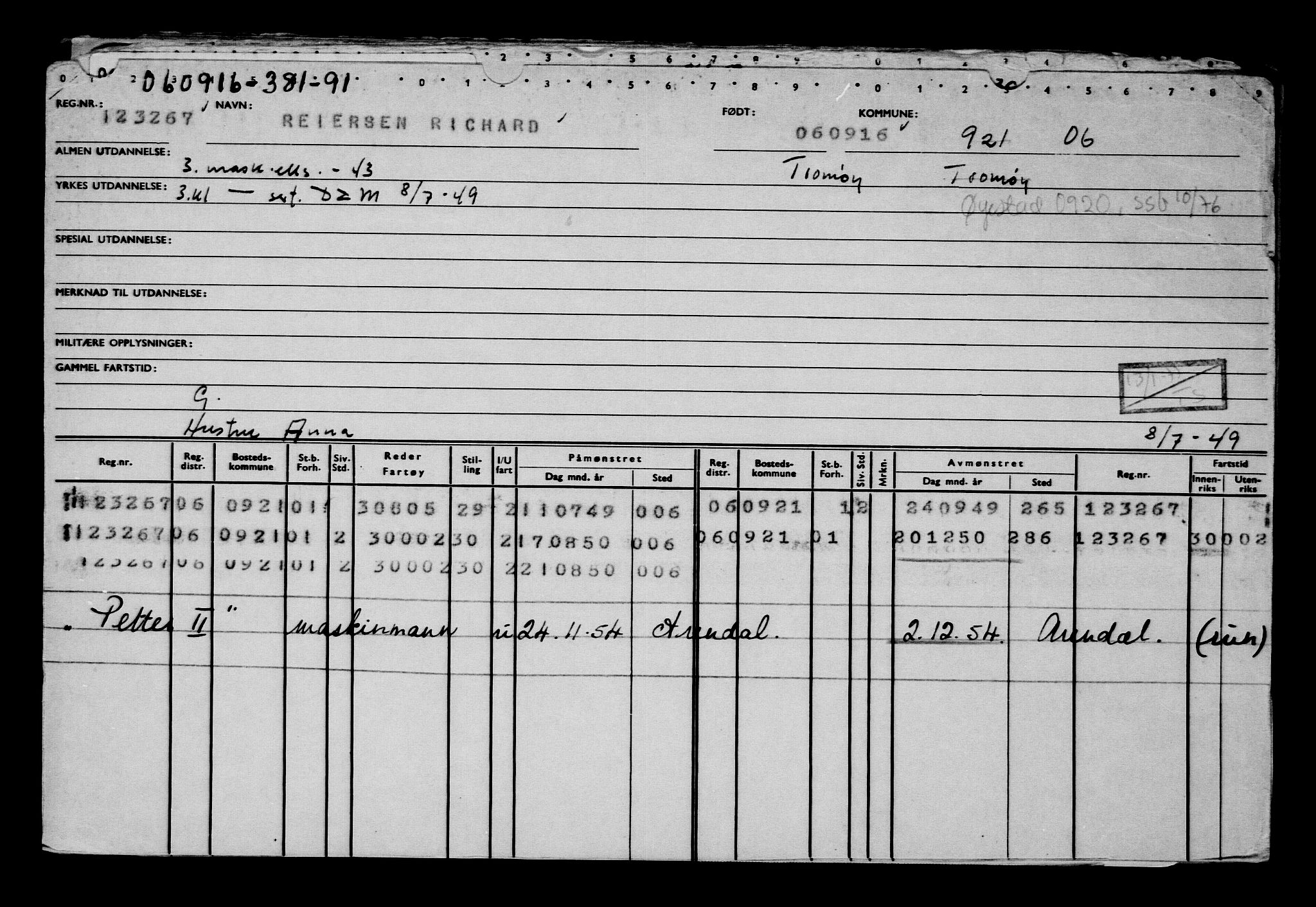 Direktoratet for sjømenn, AV/RA-S-3545/G/Gb/L0142: Hovedkort, 1916, p. 314