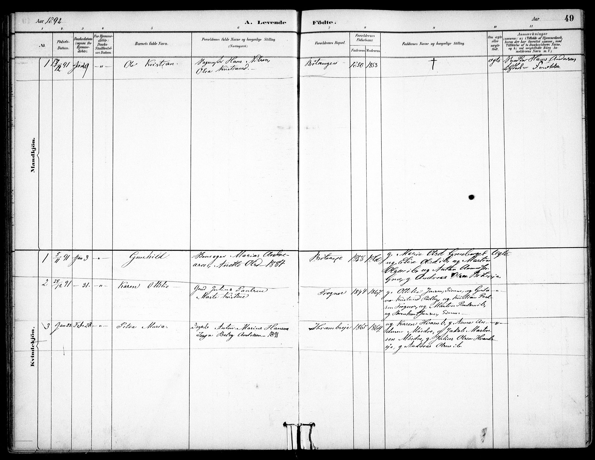 Nes prestekontor Kirkebøker, AV/SAO-A-10410/F/Fc/L0002: Parish register (official) no. IIi 2, 1882-1916, p. 49