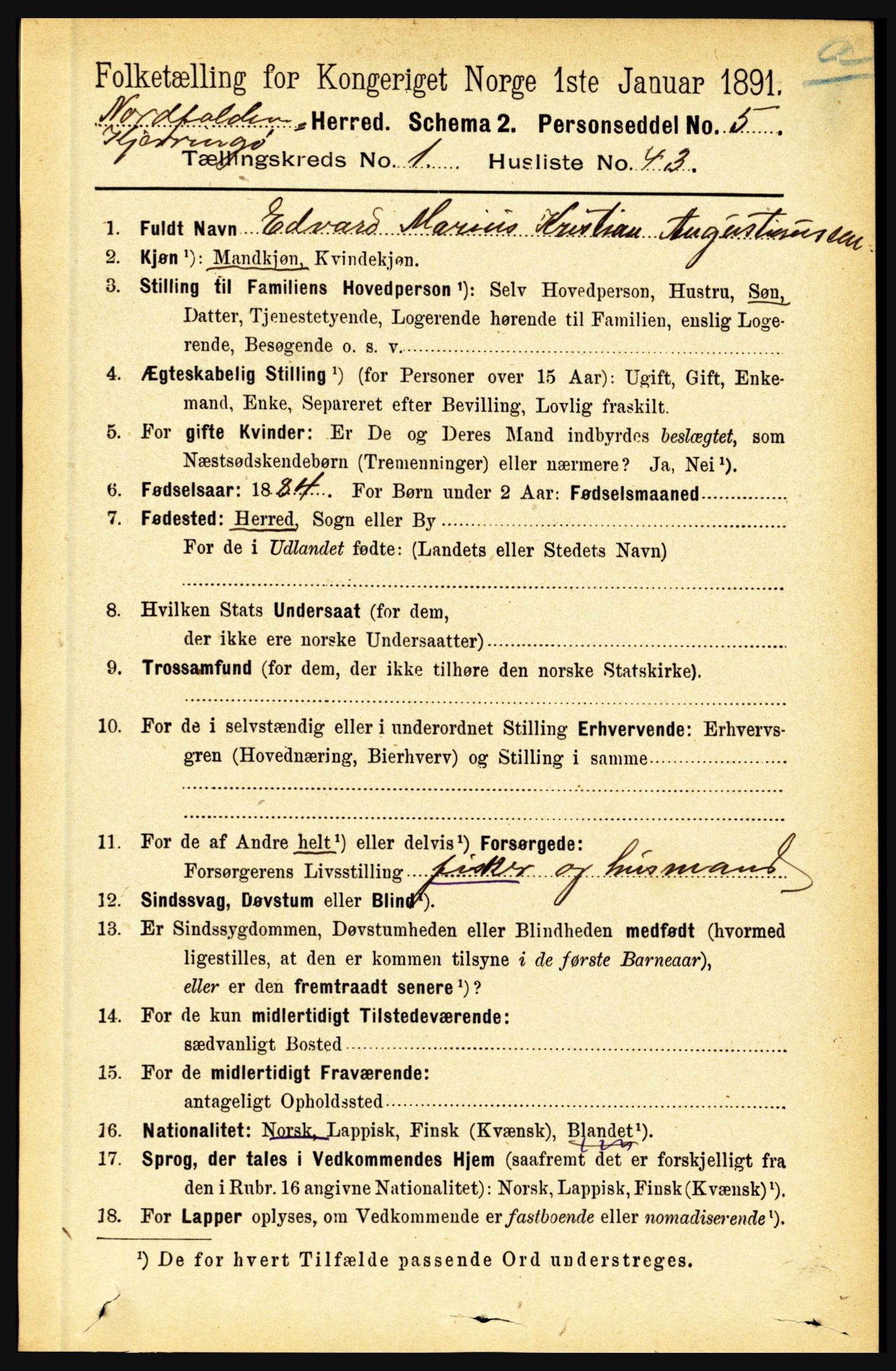 RA, 1891 census for 1846 Nordfold-Kjerringøy, 1891, p. 372