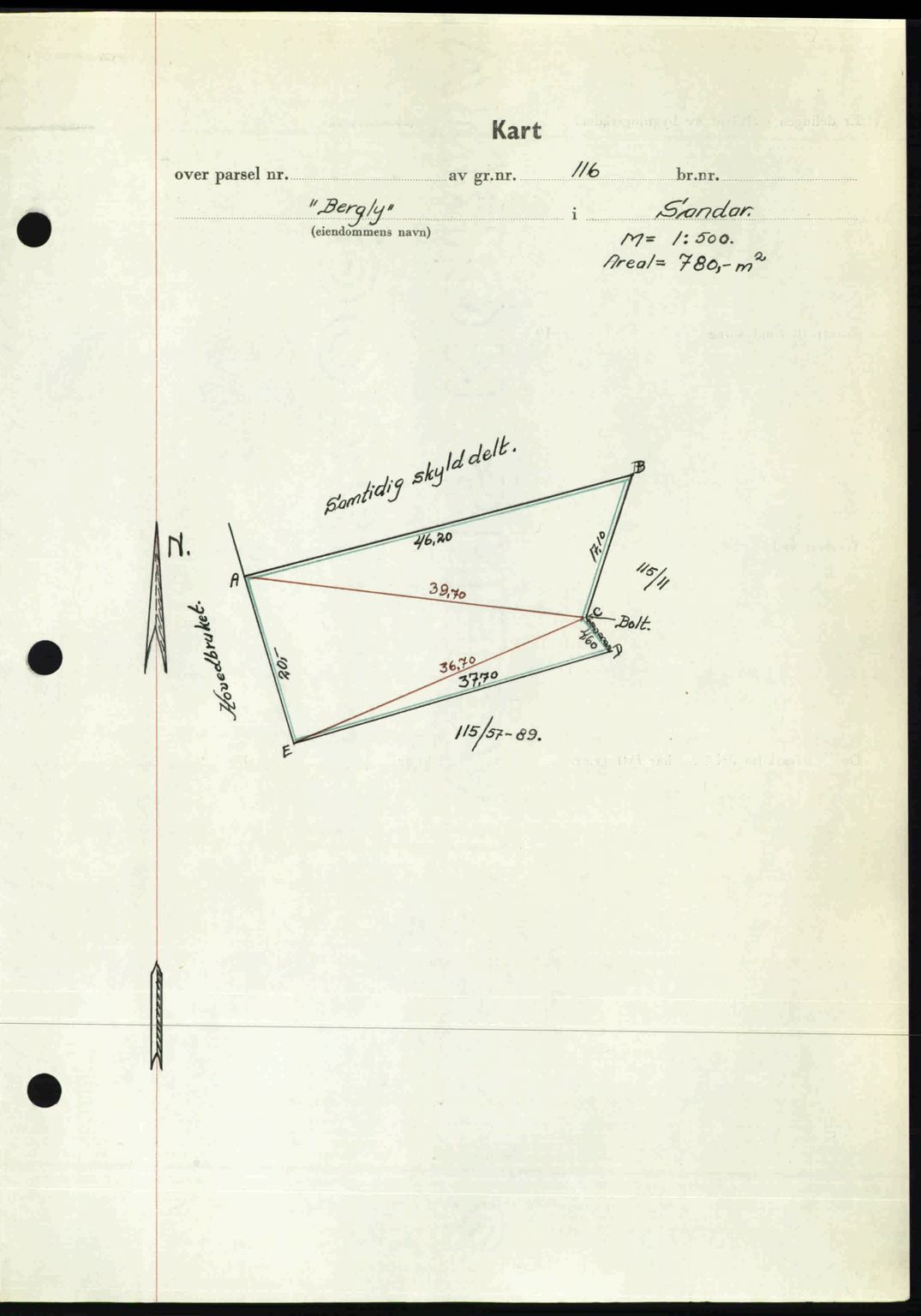 Sandar sorenskriveri, SAKO/A-86/G/Ga/Gaa/L0020: Mortgage book no. A-20, 1949-1950, Diary no: : 3458/1949