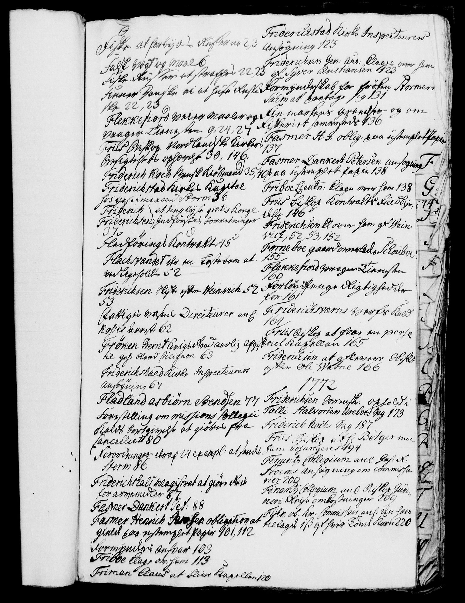 Danske Kanselli 1572-1799, AV/RA-EA-3023/G/Gb/L0001: Alfabetisk register til 3. departements utgående brev, 1771-1772
