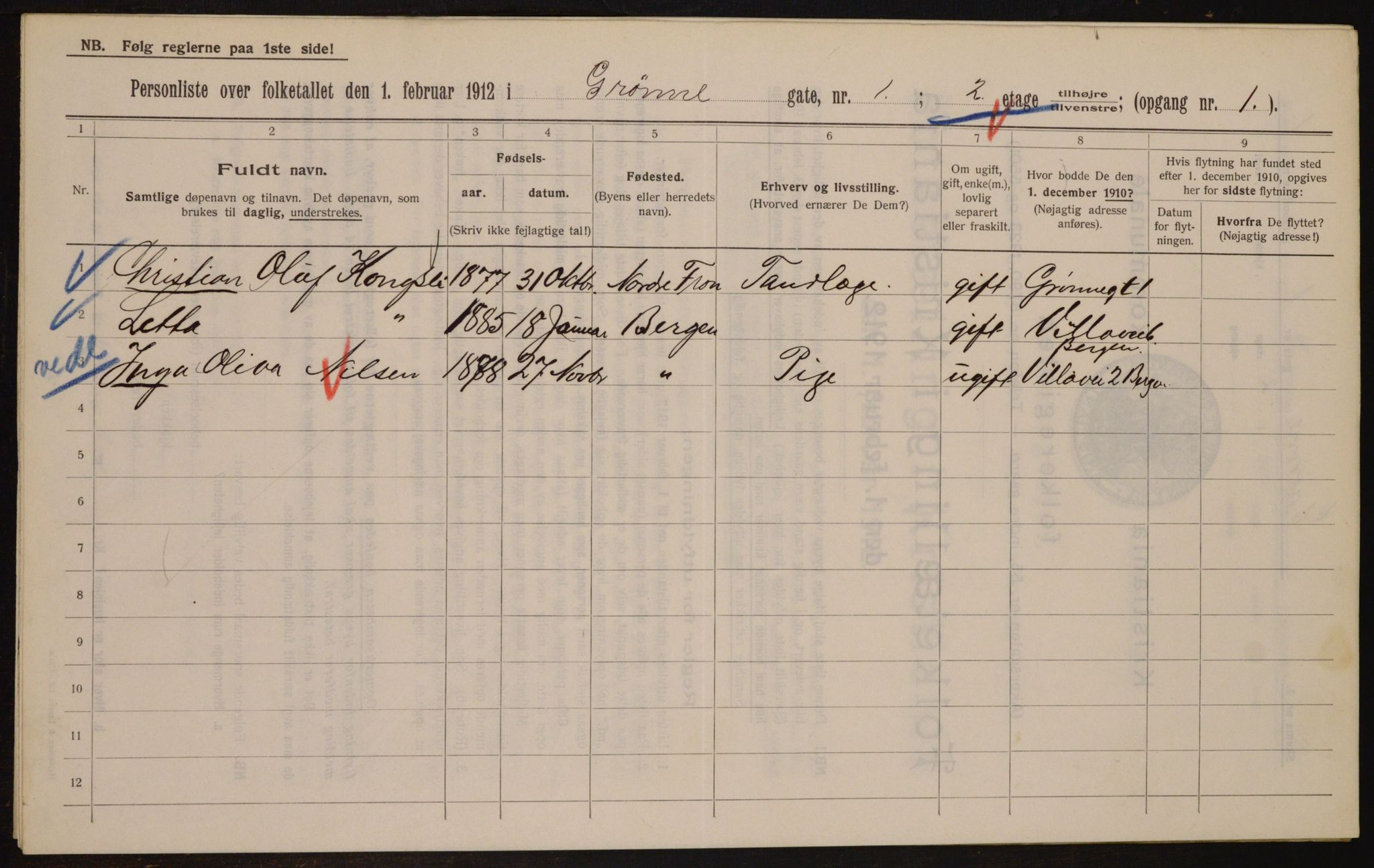 OBA, Municipal Census 1912 for Kristiania, 1912, p. 32114