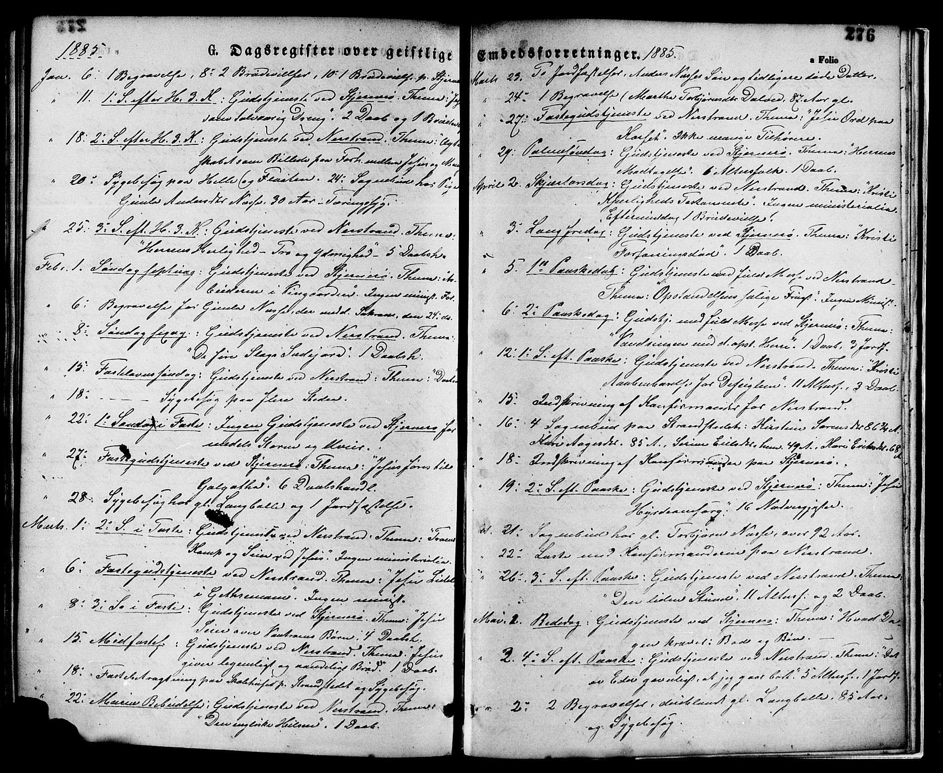 Nedstrand sokneprestkontor, SAST/A-101841/01/IV: Parish register (official) no. A 11, 1877-1887, p. 276