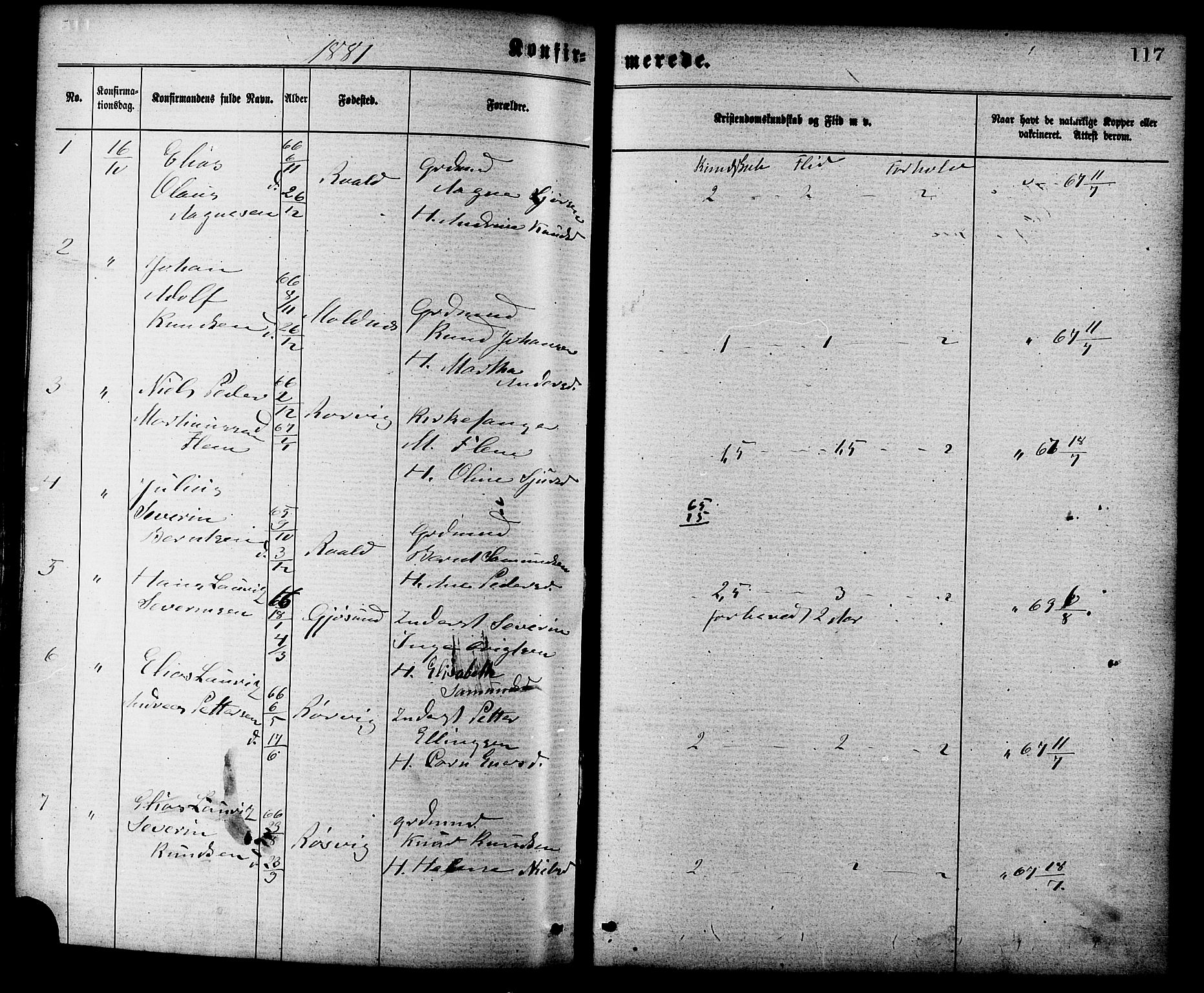 Ministerialprotokoller, klokkerbøker og fødselsregistre - Møre og Romsdal, AV/SAT-A-1454/537/L0519: Parish register (official) no. 537A03, 1876-1889, p. 117