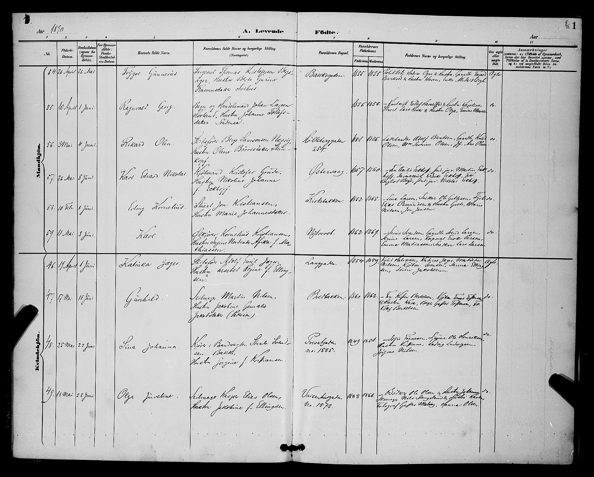 St. Petri sokneprestkontor, AV/SAST-A-101813/001/30/30BB/L0006: Parish register (copy) no. B 6, 1890-1897, p. 1