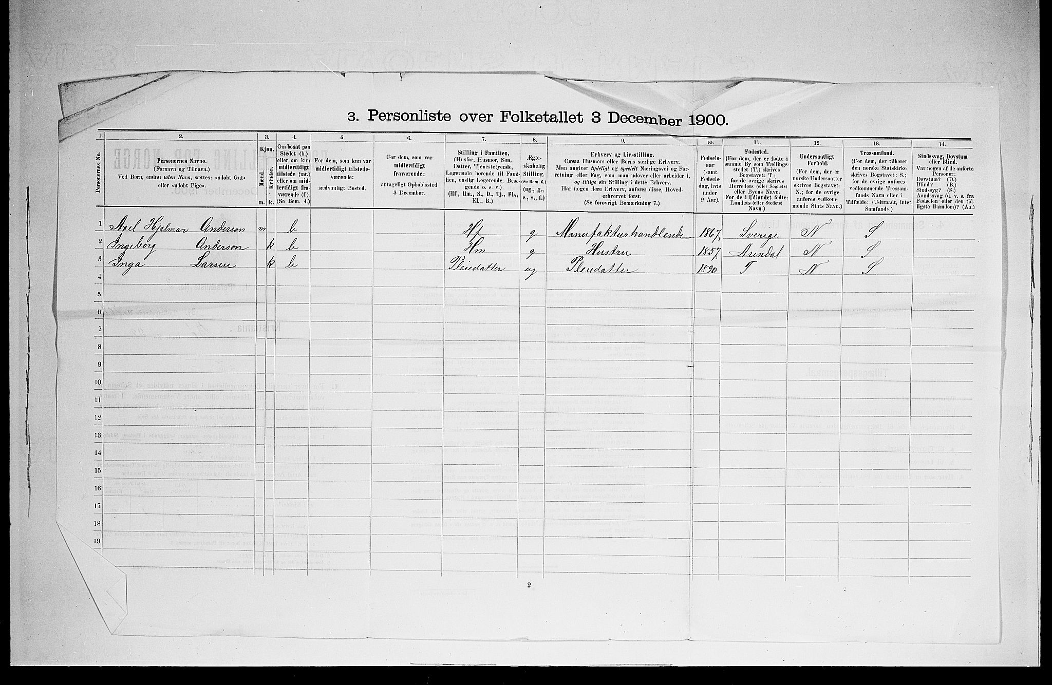 SAO, 1900 census for Kristiania, 1900, p. 10552