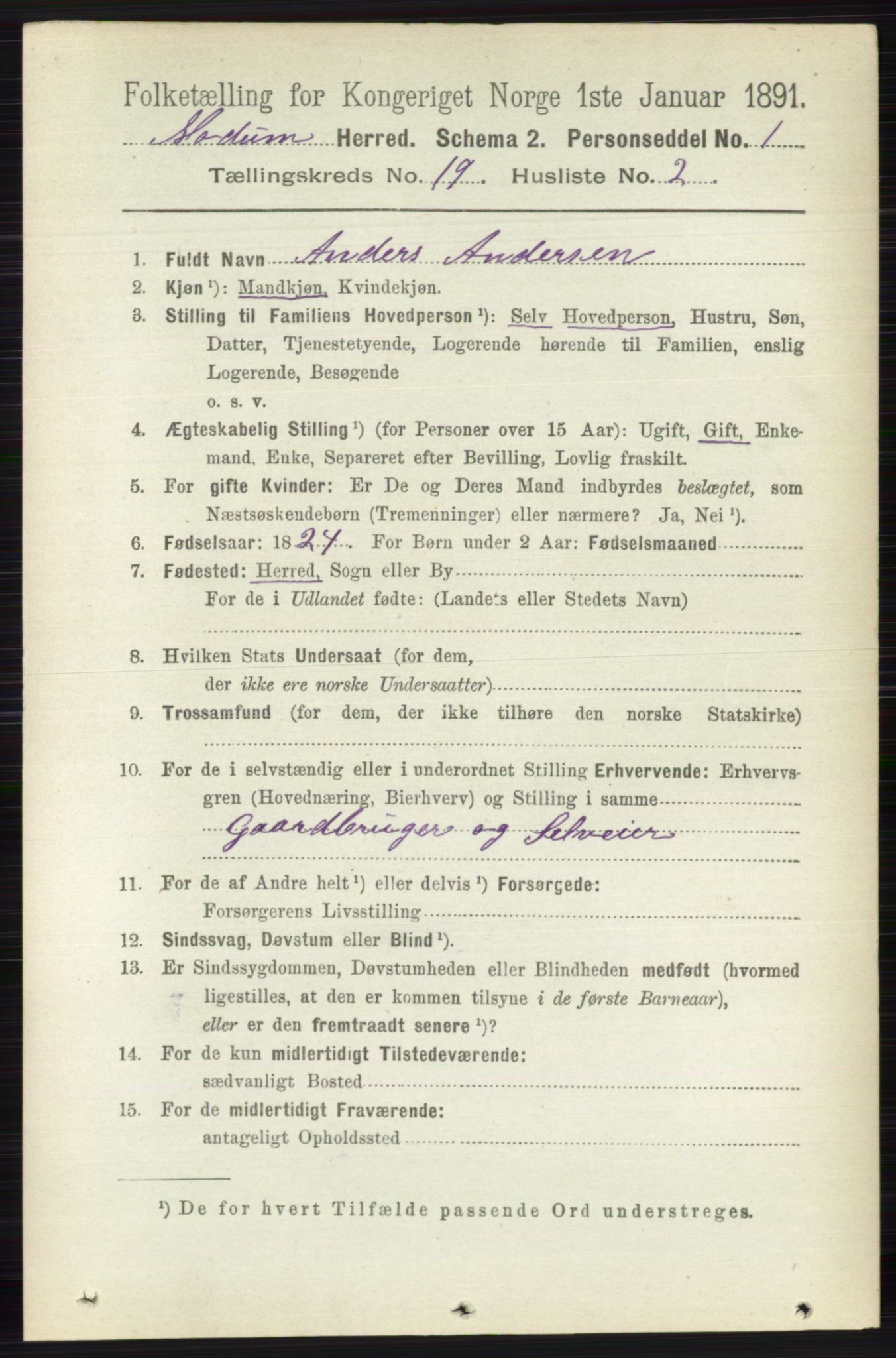 RA, 1891 census for 0623 Modum, 1891, p. 7616