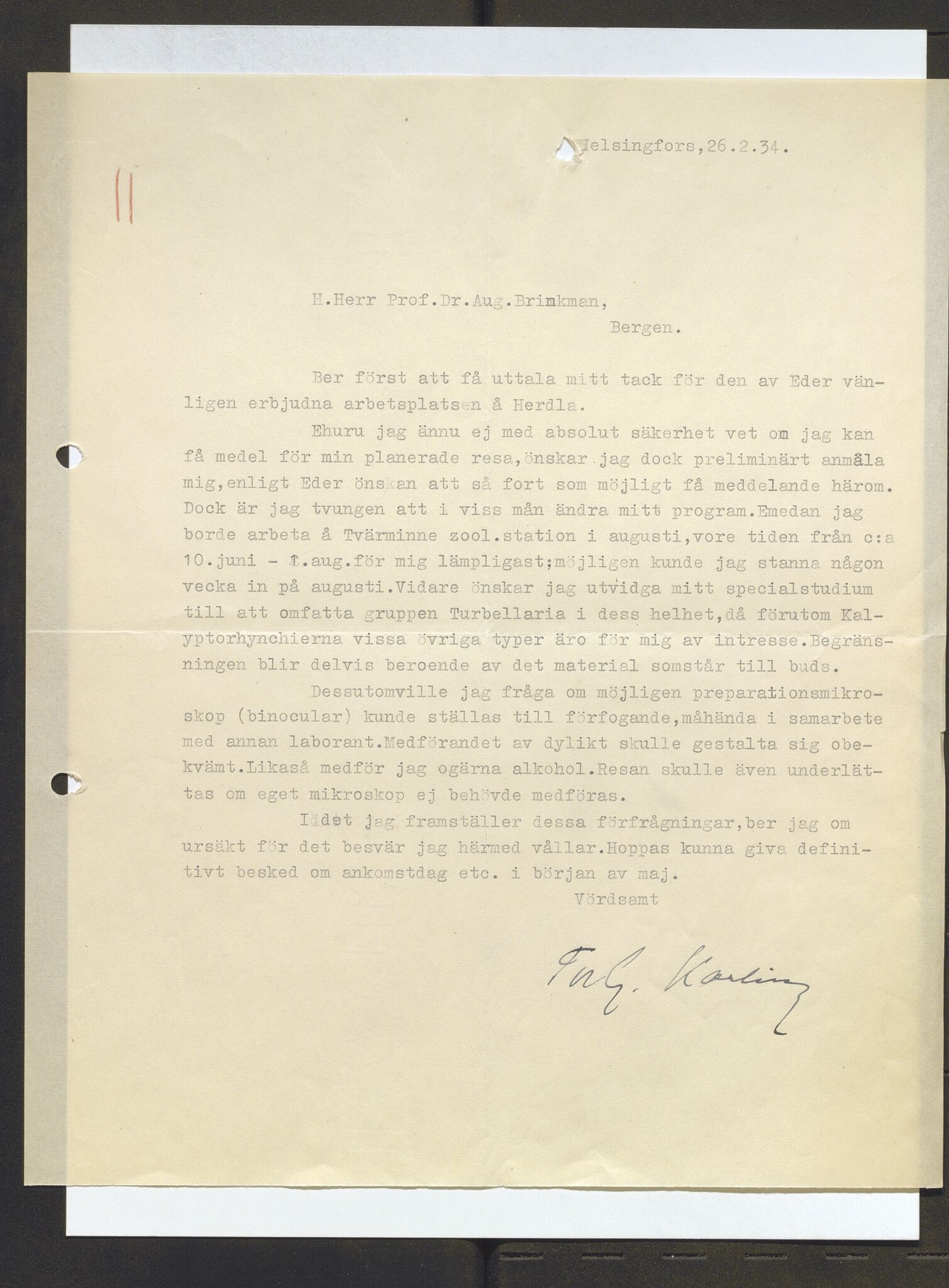 Bergens Museum, AV/SAB-A-17301/13/D/L0002: Korrespondanse , 1928-1940, p. 621