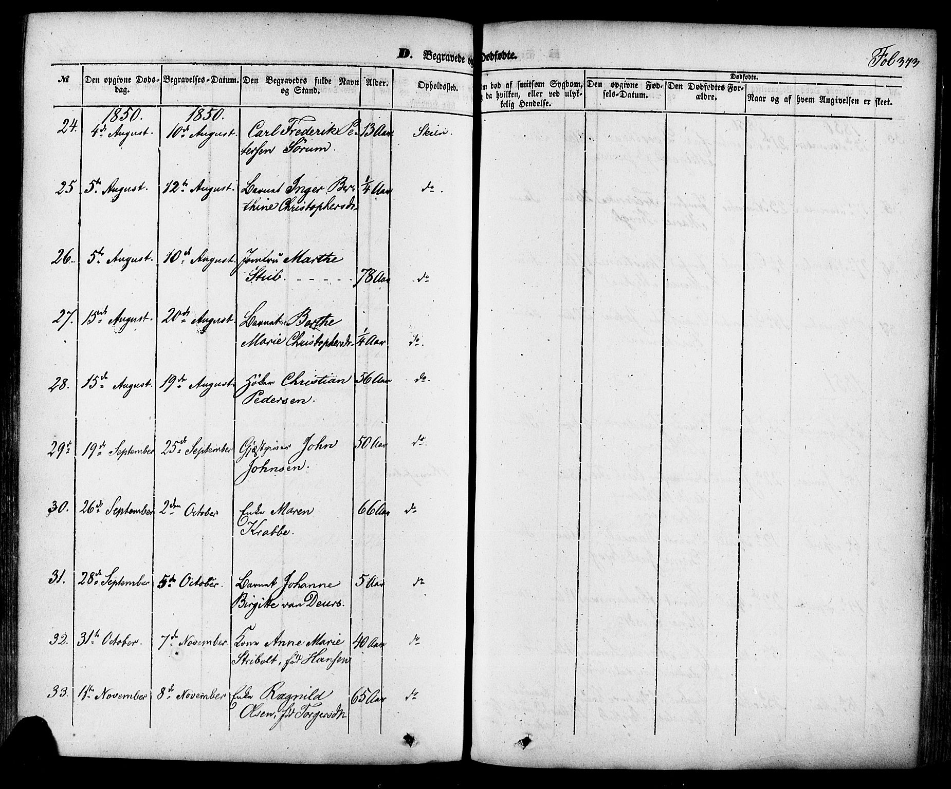 Skien kirkebøker, SAKO/A-302/F/Fa/L0006a: Parish register (official) no. 6A, 1843-1856, p. 373