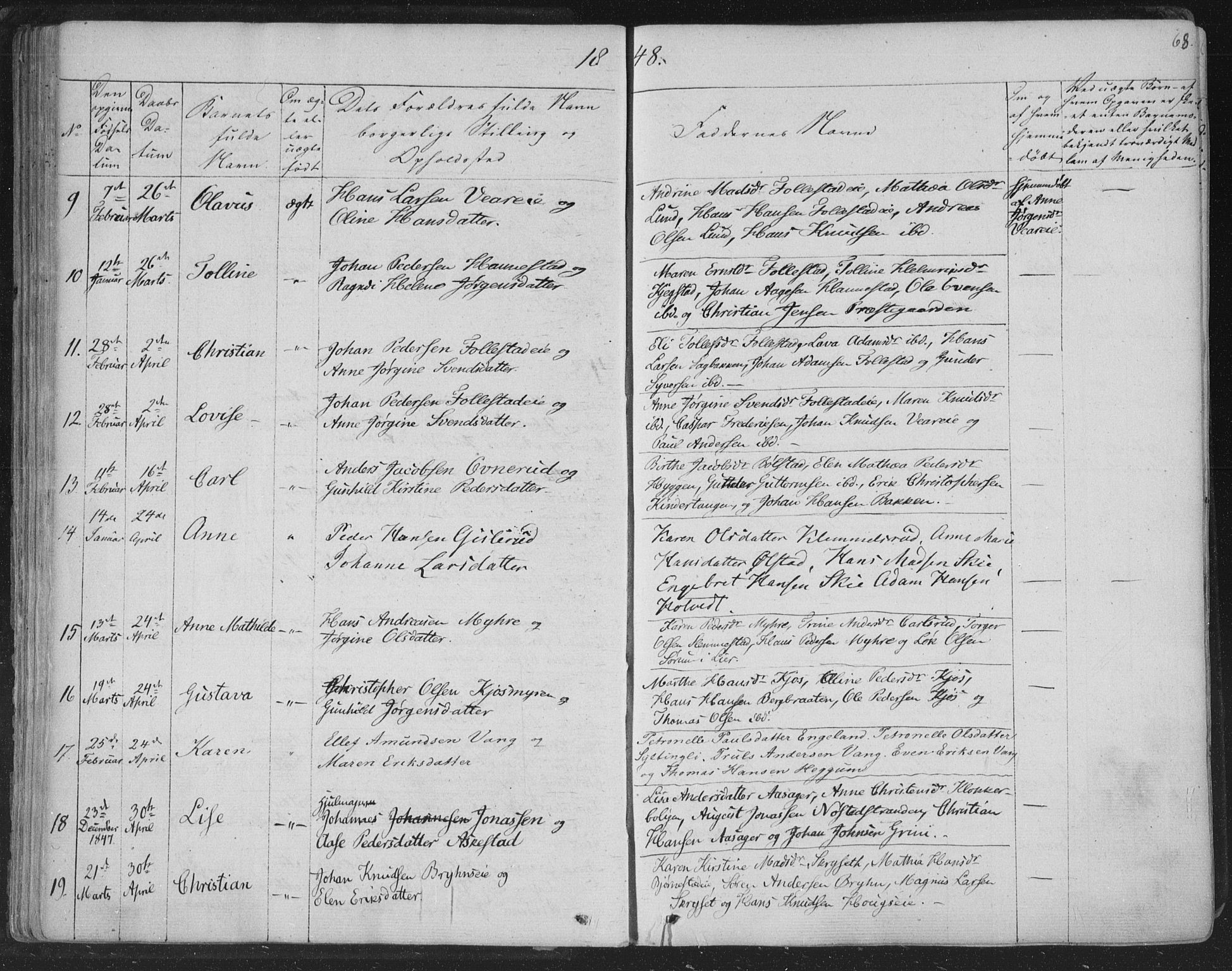 Røyken kirkebøker, SAKO/A-241/F/Fa/L0005: Parish register (official) no. 5, 1833-1856, p. 68