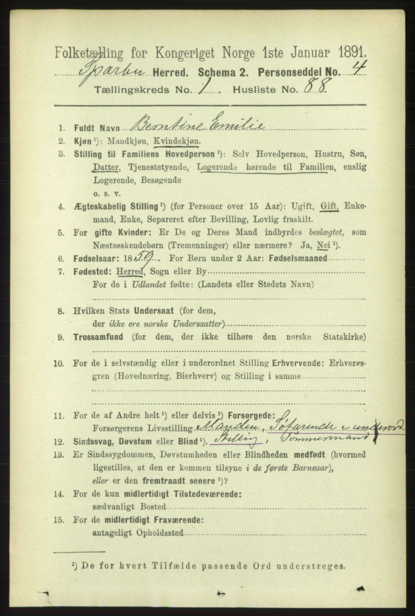 RA, 1891 census for 1731 Sparbu, 1891, p. 638