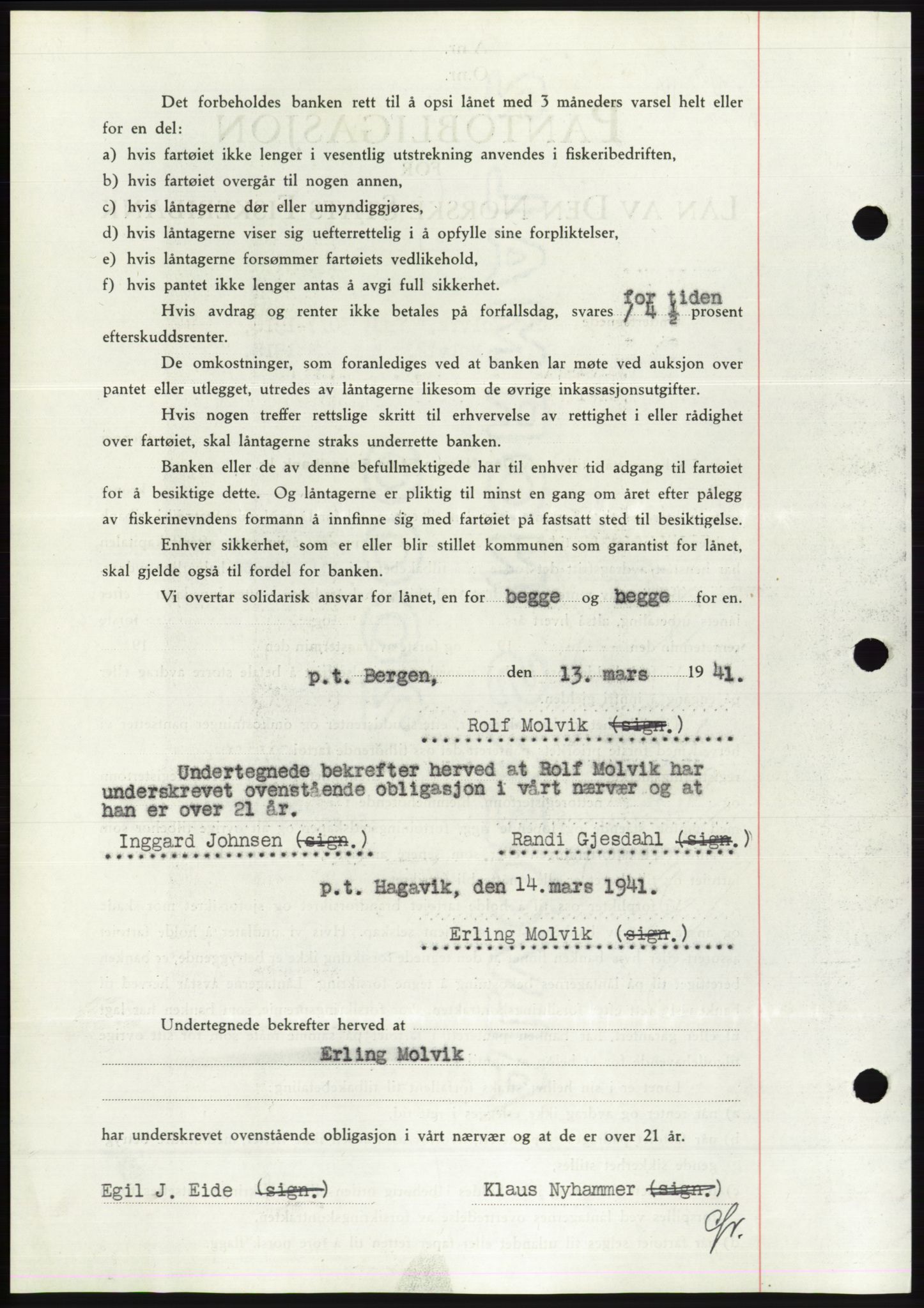 Søre Sunnmøre sorenskriveri, AV/SAT-A-4122/1/2/2C/L0071: Mortgage book no. 65, 1941-1941, Diary no: : 265/1941