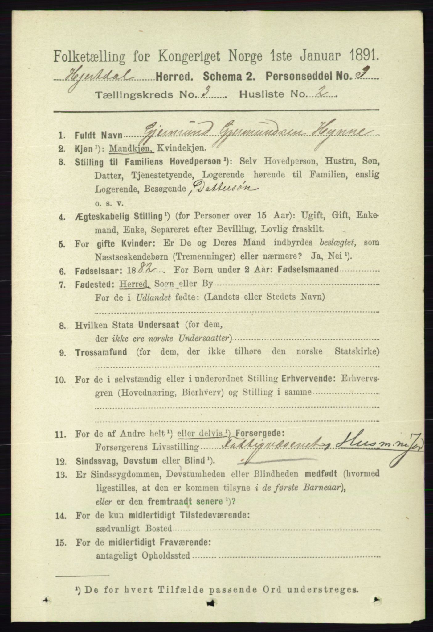 RA, 1891 census for 0827 Hjartdal, 1891, p. 1055