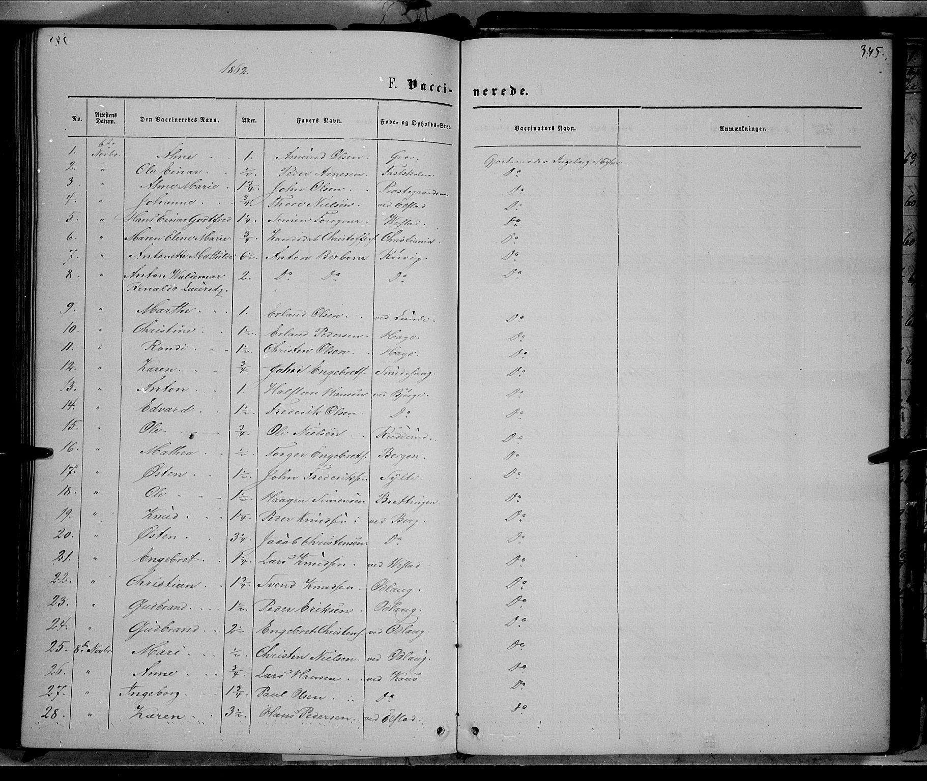 Ringebu prestekontor, SAH/PREST-082/H/Ha/Haa/L0007: Parish register (official) no. 7, 1860-1877, p. 345