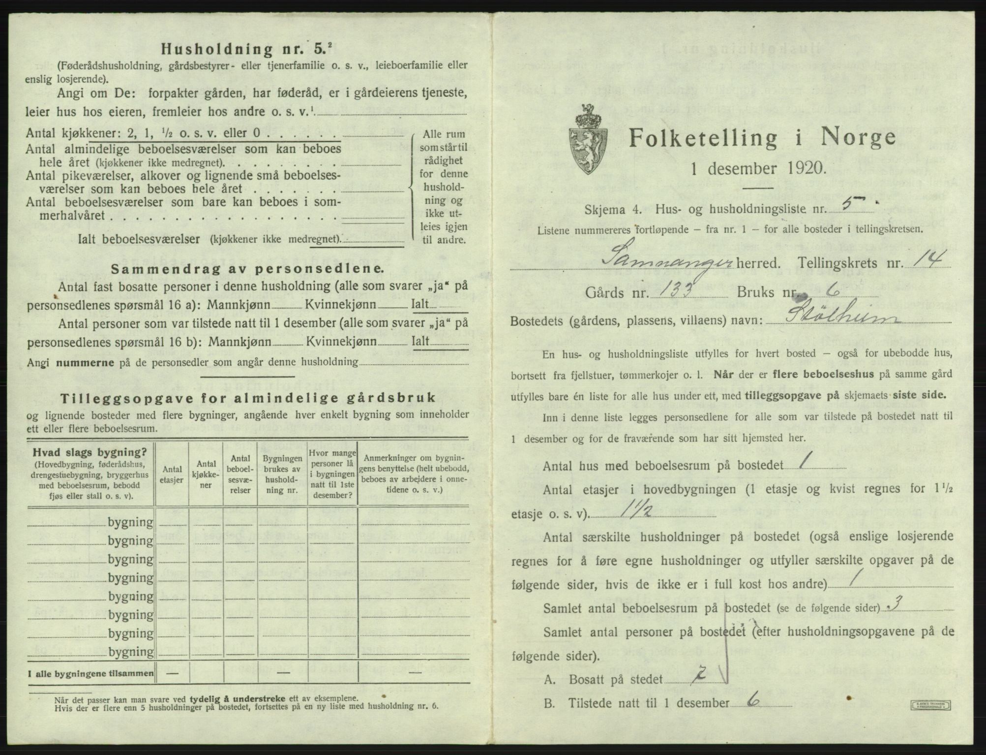 SAB, 1920 census for Samnanger, 1920, p. 789