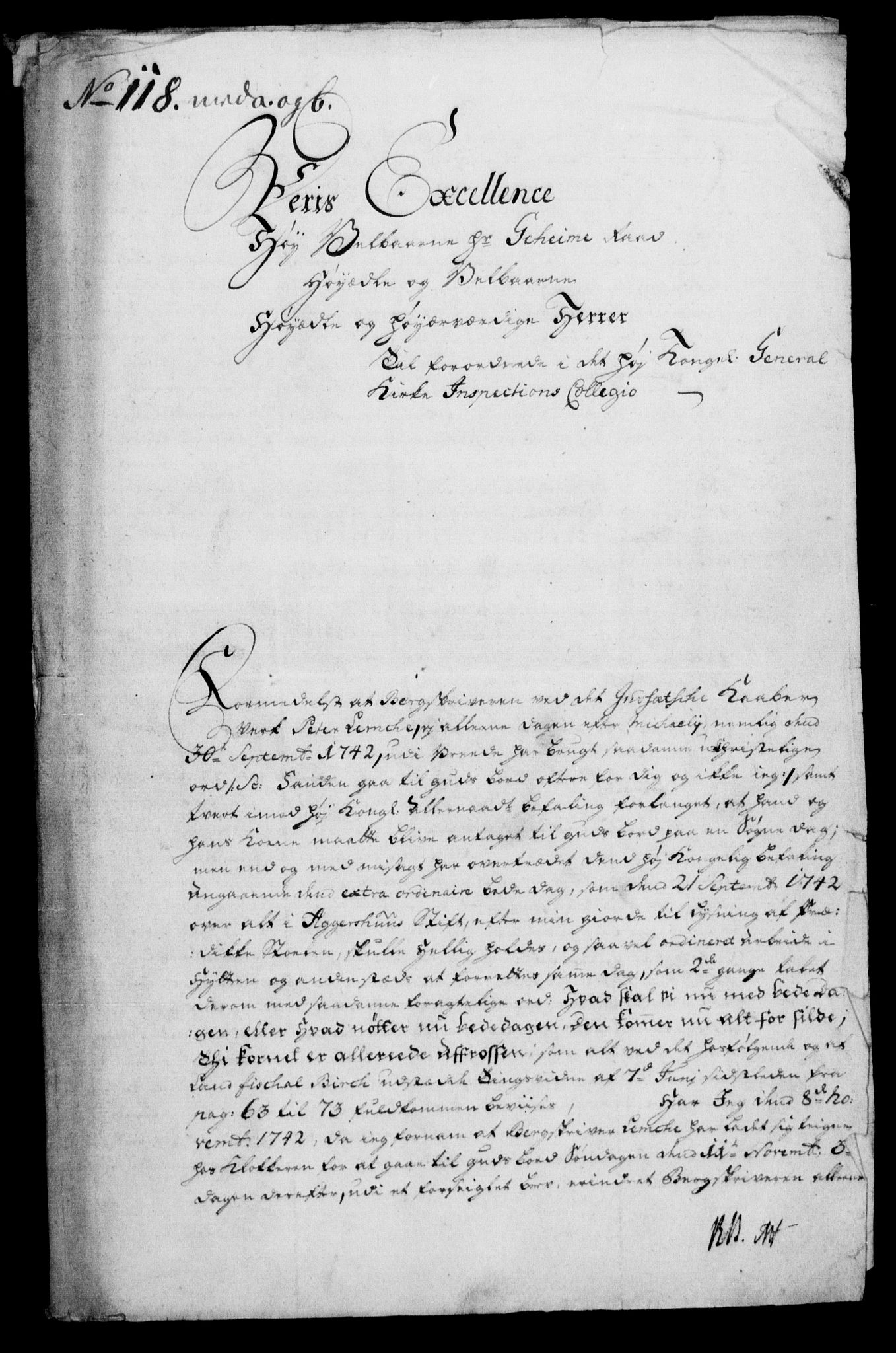 Generalkirkeinspektionskollegiet, DRA/A-0008/F4-06/F4-06-11: Protokollerede indkomne sager, 1743