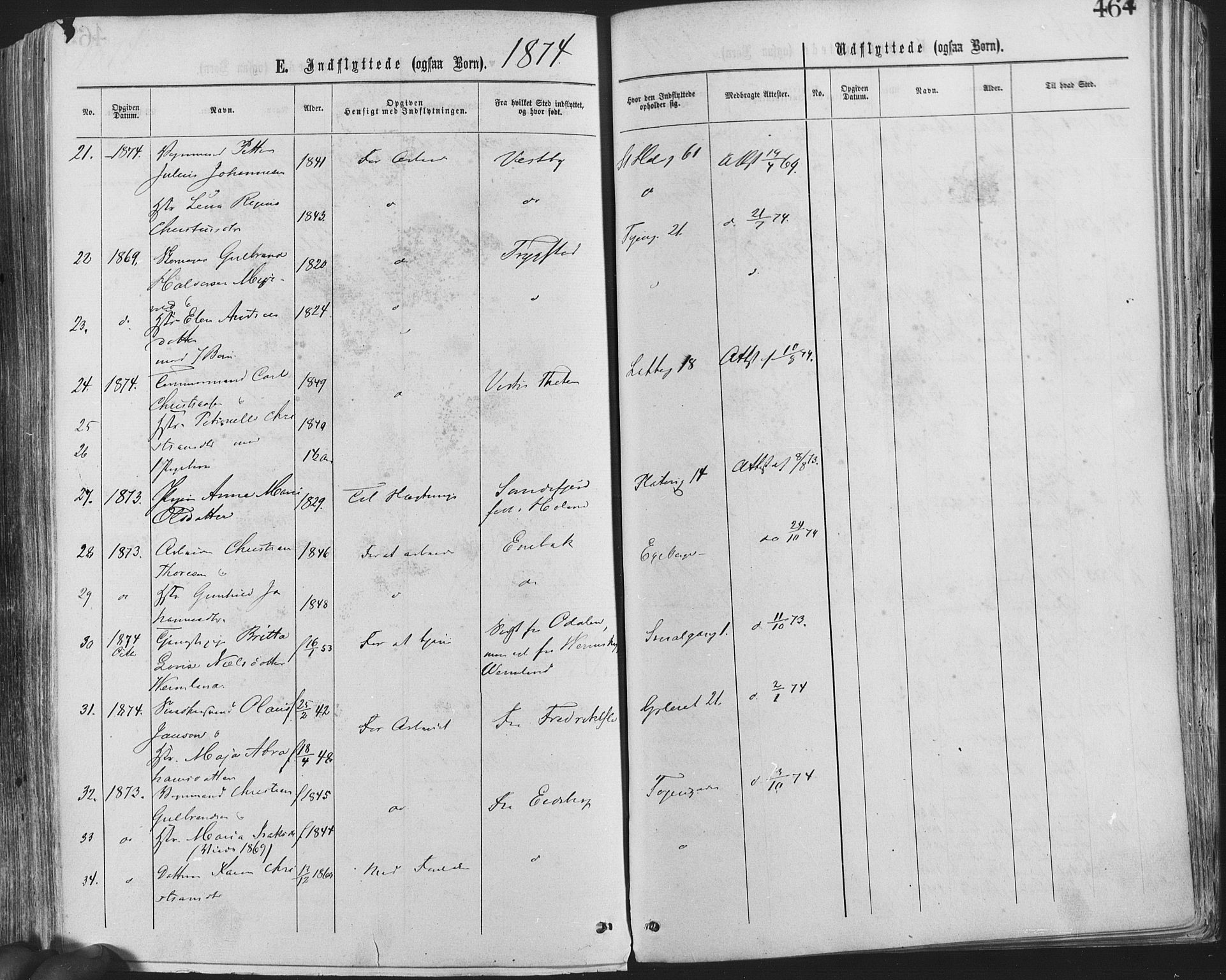 Grønland prestekontor Kirkebøker, AV/SAO-A-10848/F/Fa/L0004: Parish register (official) no. 4, 1869-1880, p. 464