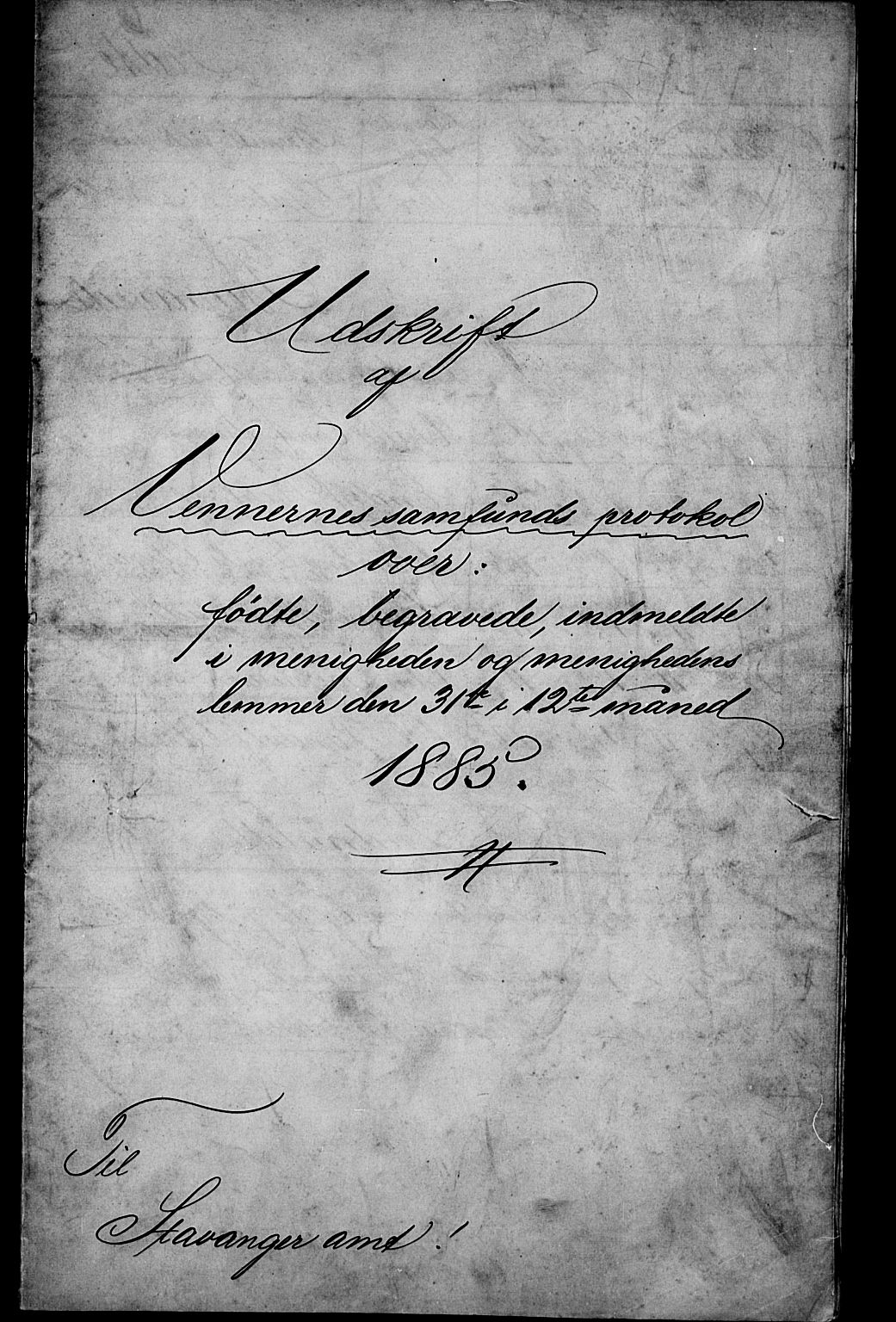 Pa 0160 - Vennenes Samfunn, Stavanger, AV/SAST-A-100269/F: Dissenter register no. -, 1870-1898