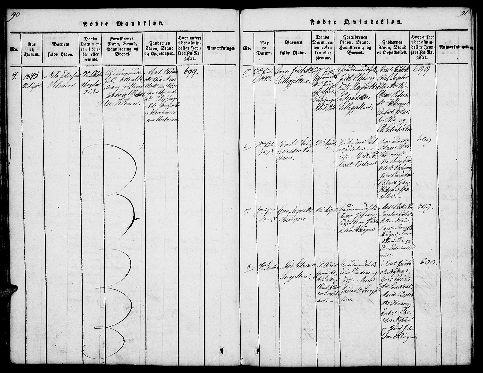 Tolga prestekontor, SAH/PREST-062/L/L0003: Parish register (copy) no. 3, 1815-1862, p. 90-91