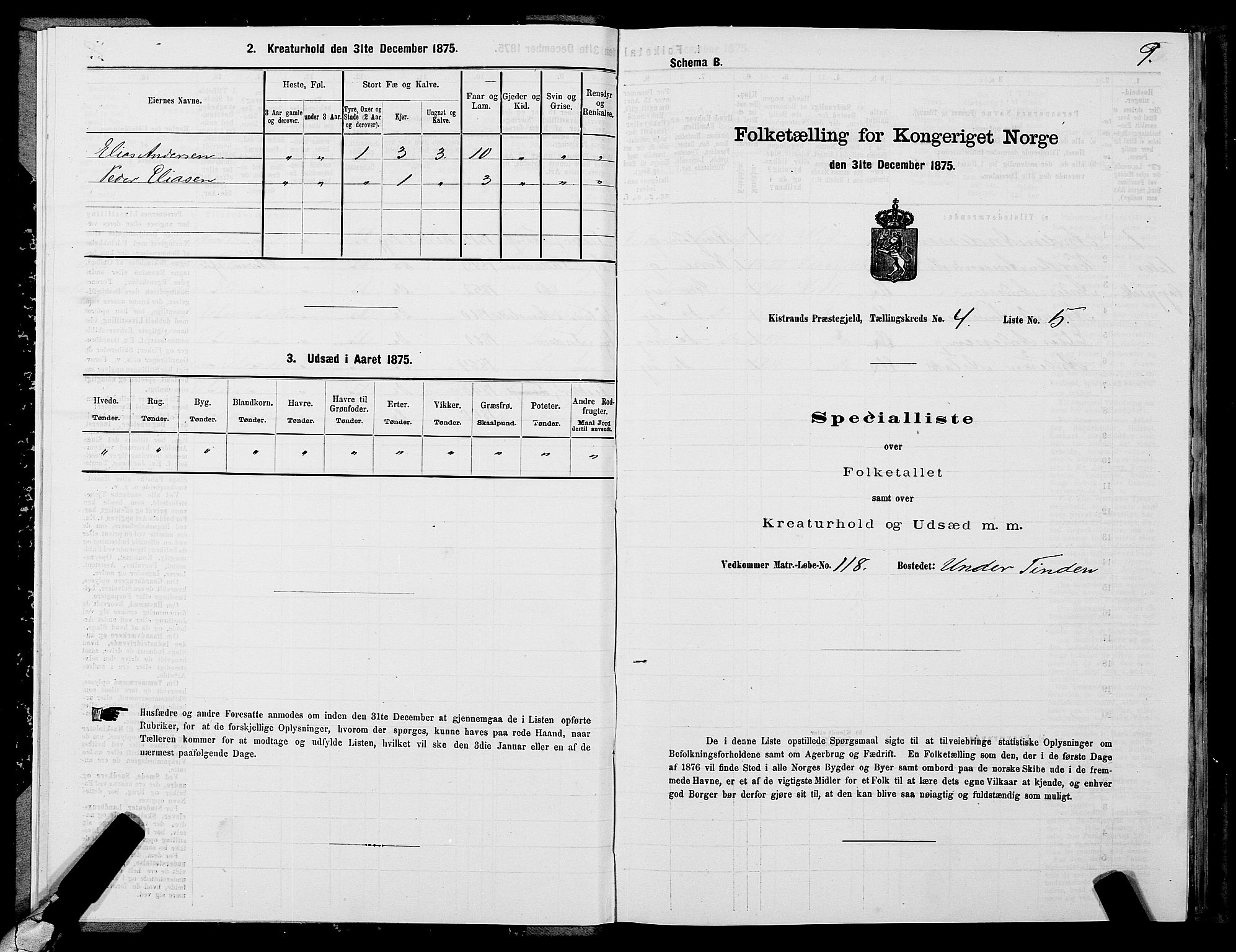 SATØ, 1875 census for 2020P Kistrand, 1875, p. 2009