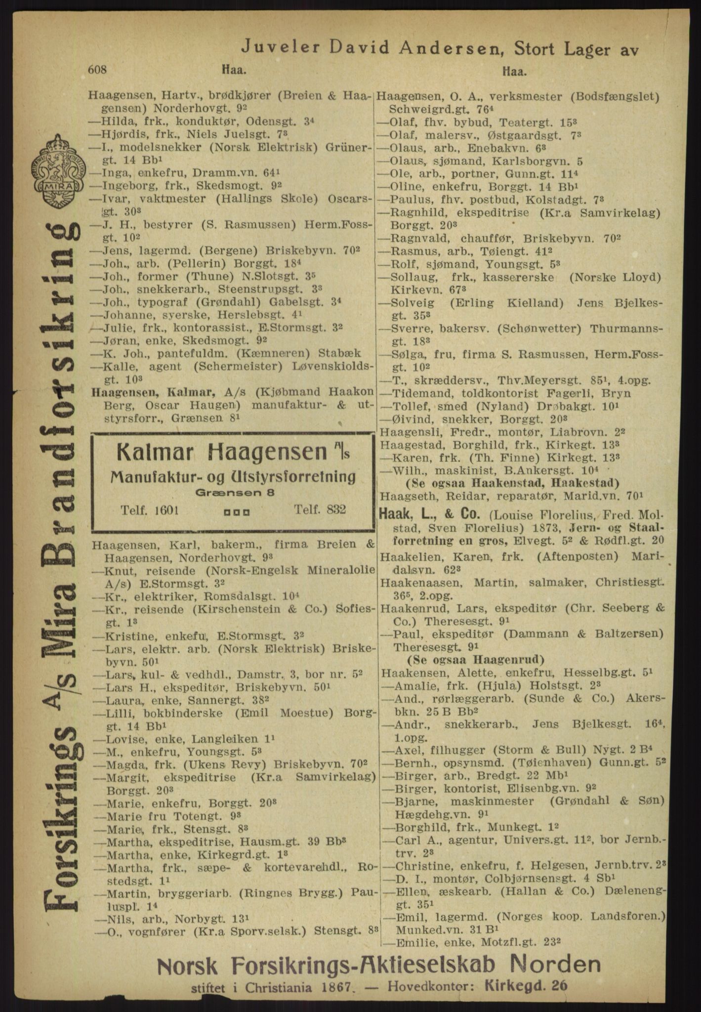 Kristiania/Oslo adressebok, PUBL/-, 1918, p. 633