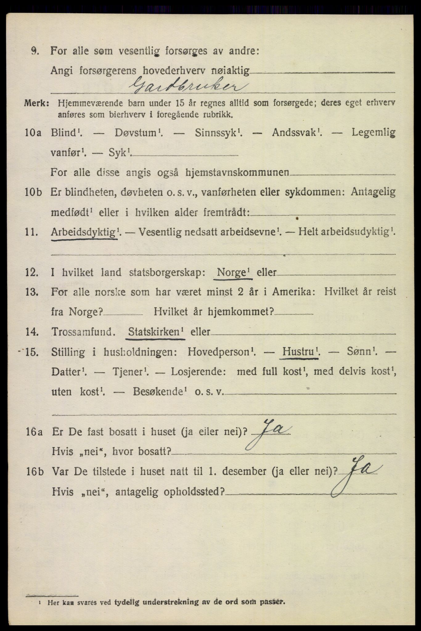 SAH, 1920 census for Vinger, 1920, p. 8511