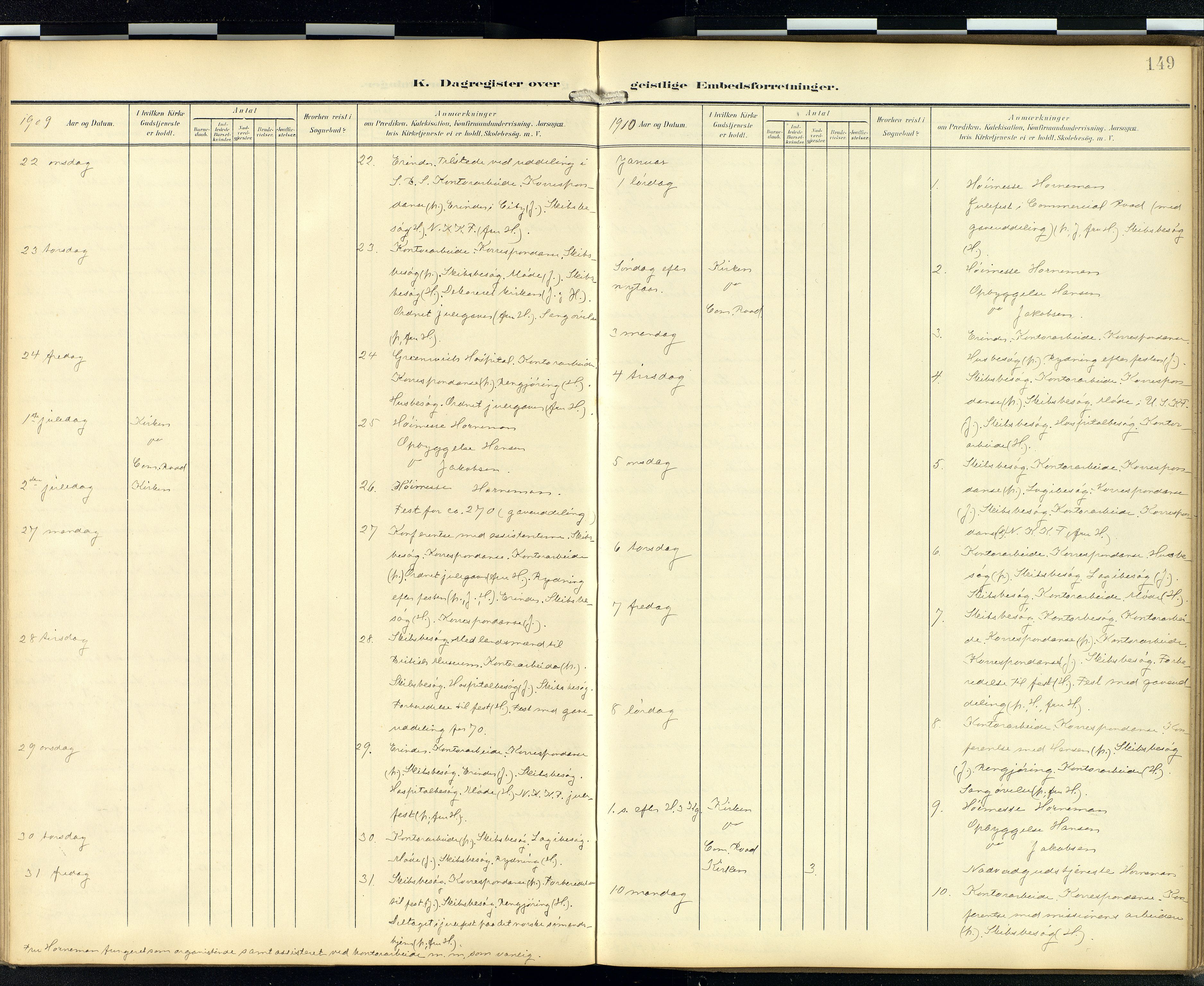  Den norske sjømannsmisjon i utlandet/London m/bistasjoner, SAB/SAB/PA-0103/H/Ha/L0003: Parish register (official) no. A 3, 1903-1934, p. 148b-149a