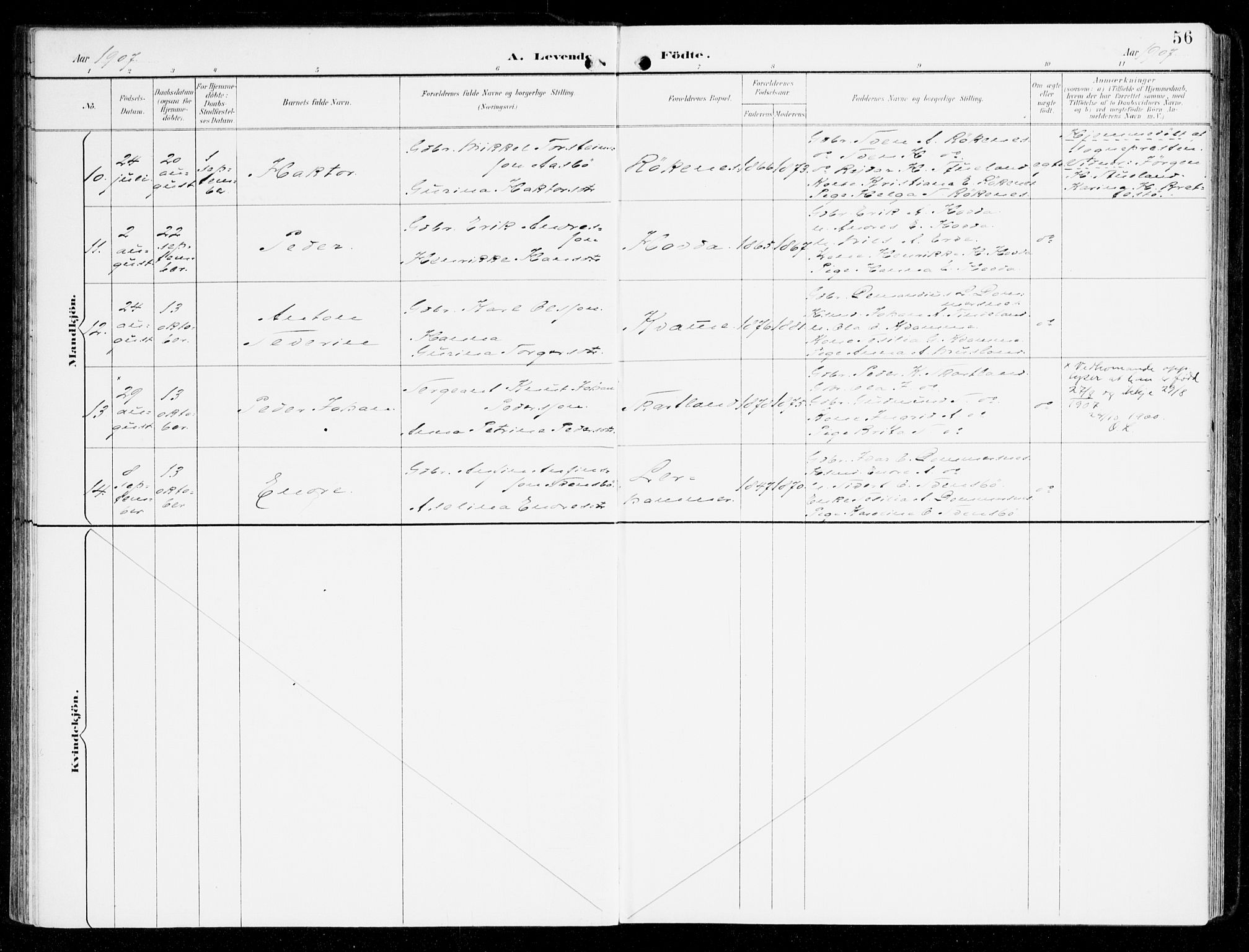 Sveio Sokneprestembete, AV/SAB-A-78501/H/Haa: Parish register (official) no. D 2, 1894-1916, p. 56