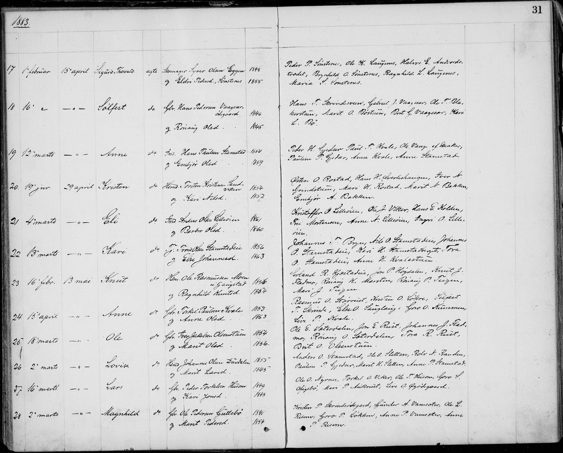 Lom prestekontor, AV/SAH-PREST-070/L/L0013: Parish register (copy) no. 13, 1874-1938, p. 31