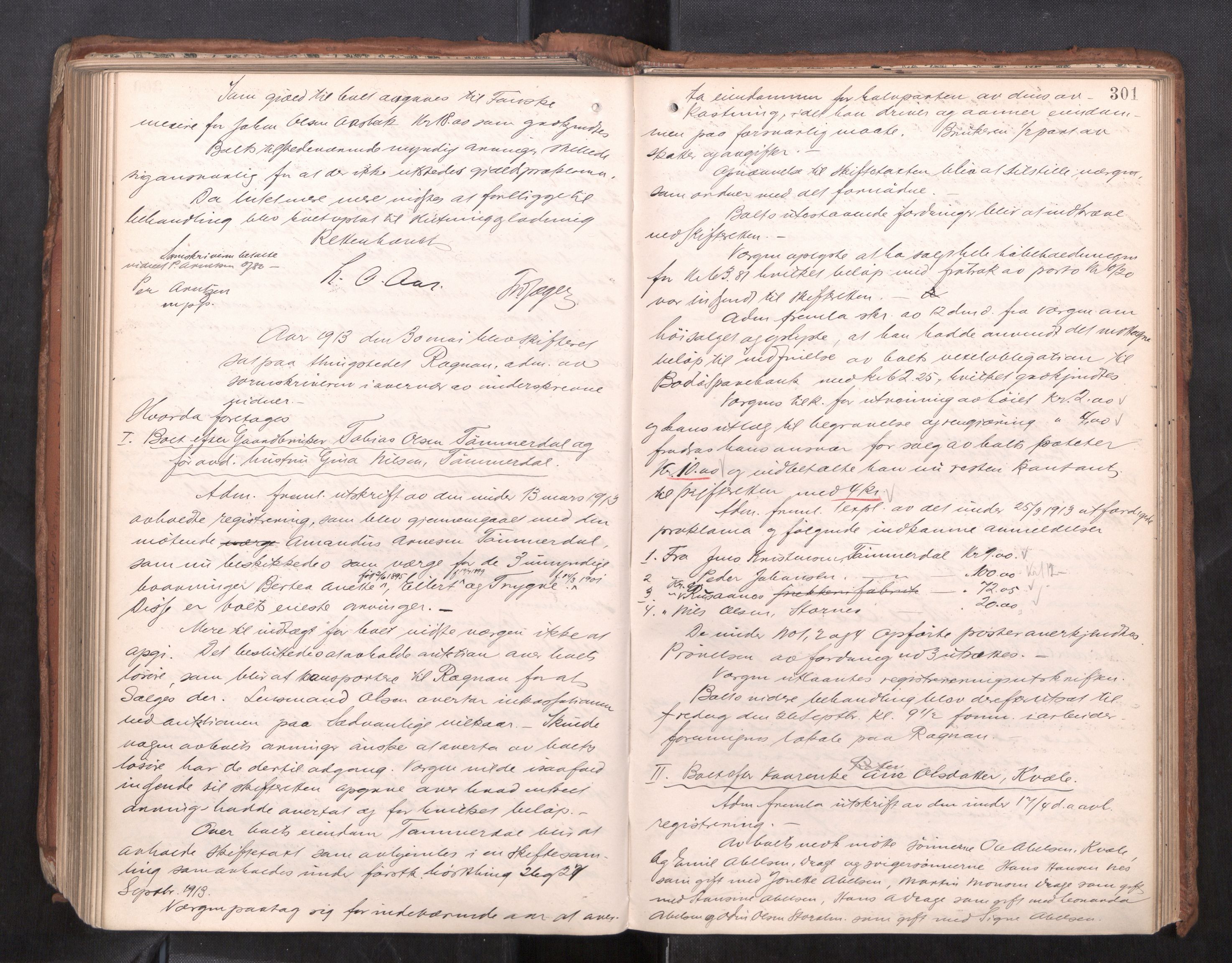 Salten sorenskriveri, AV/SAT-A-4578/1/3/3B/L0012: Skiftebehandlingsprotokoll, 1910-1915, p. 301