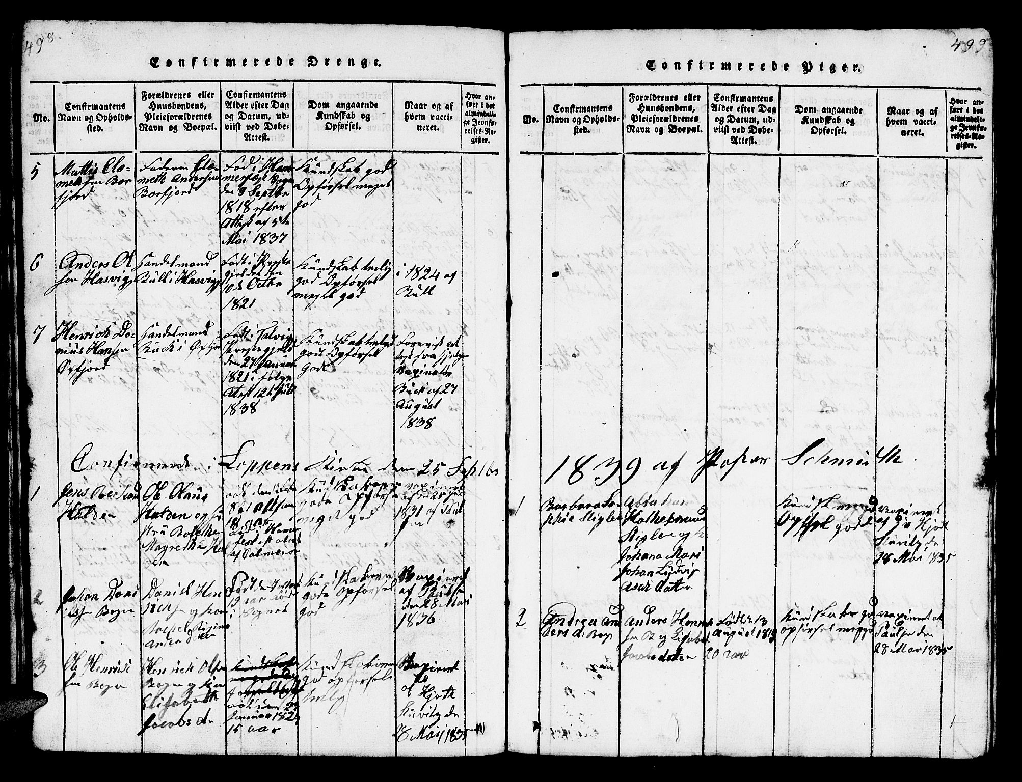 Loppa sokneprestkontor, SATØ/S-1339/H/Hb/L0001klokker: Parish register (copy) no. 1, 1820-1849, p. 498-499
