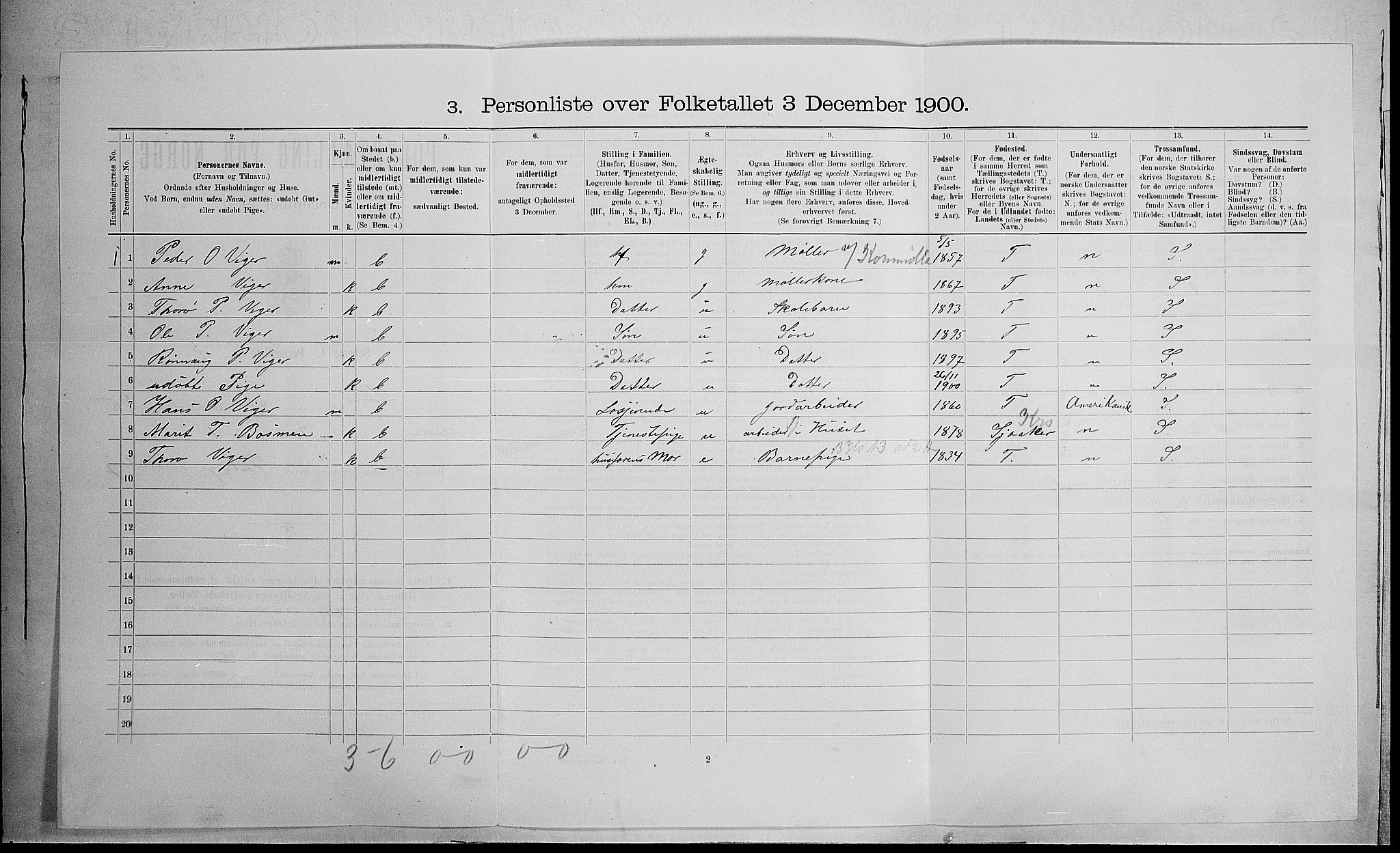 SAH, 1900 census for Lom, 1900, p. 485