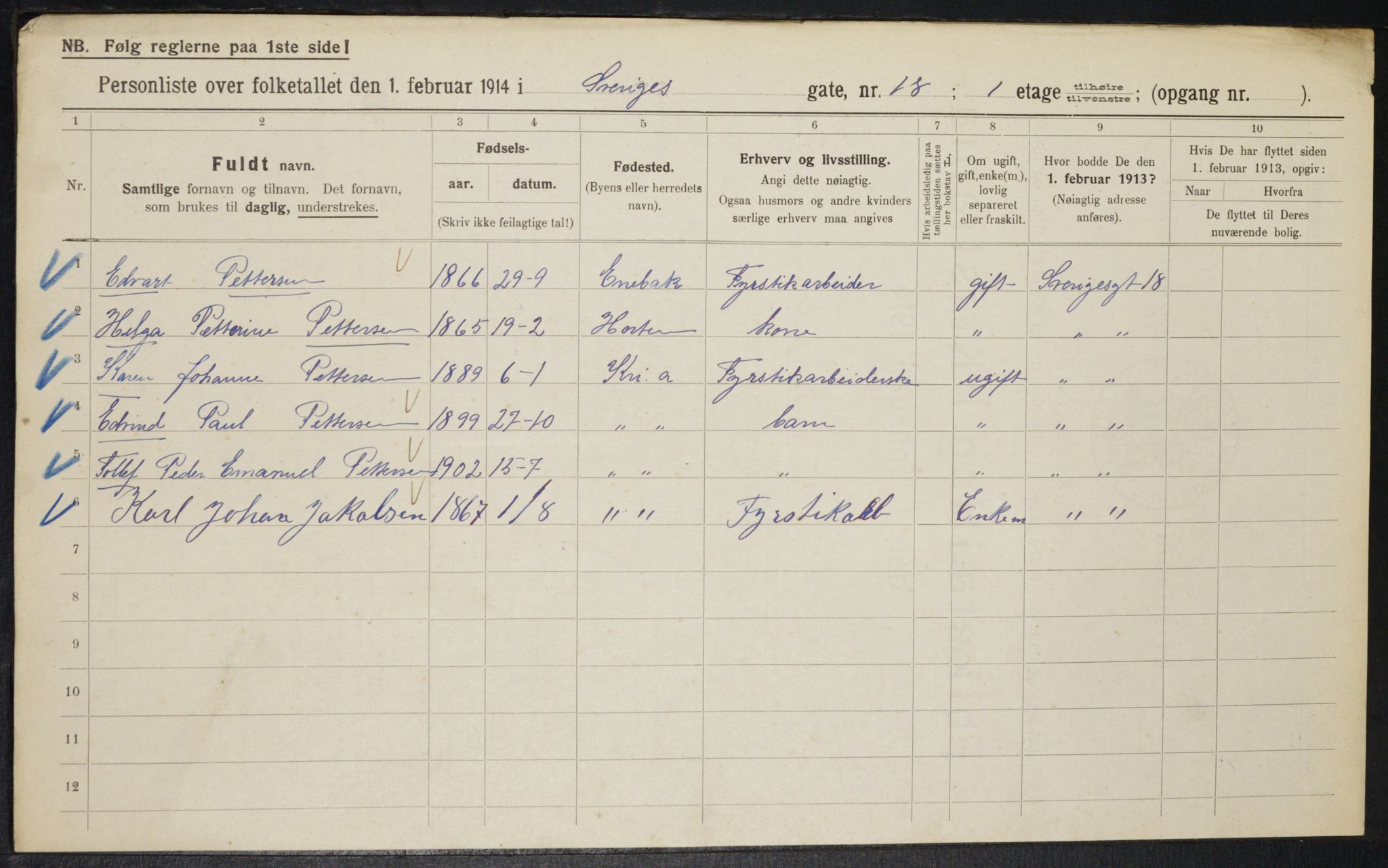 OBA, Municipal Census 1914 for Kristiania, 1914, p. 106631