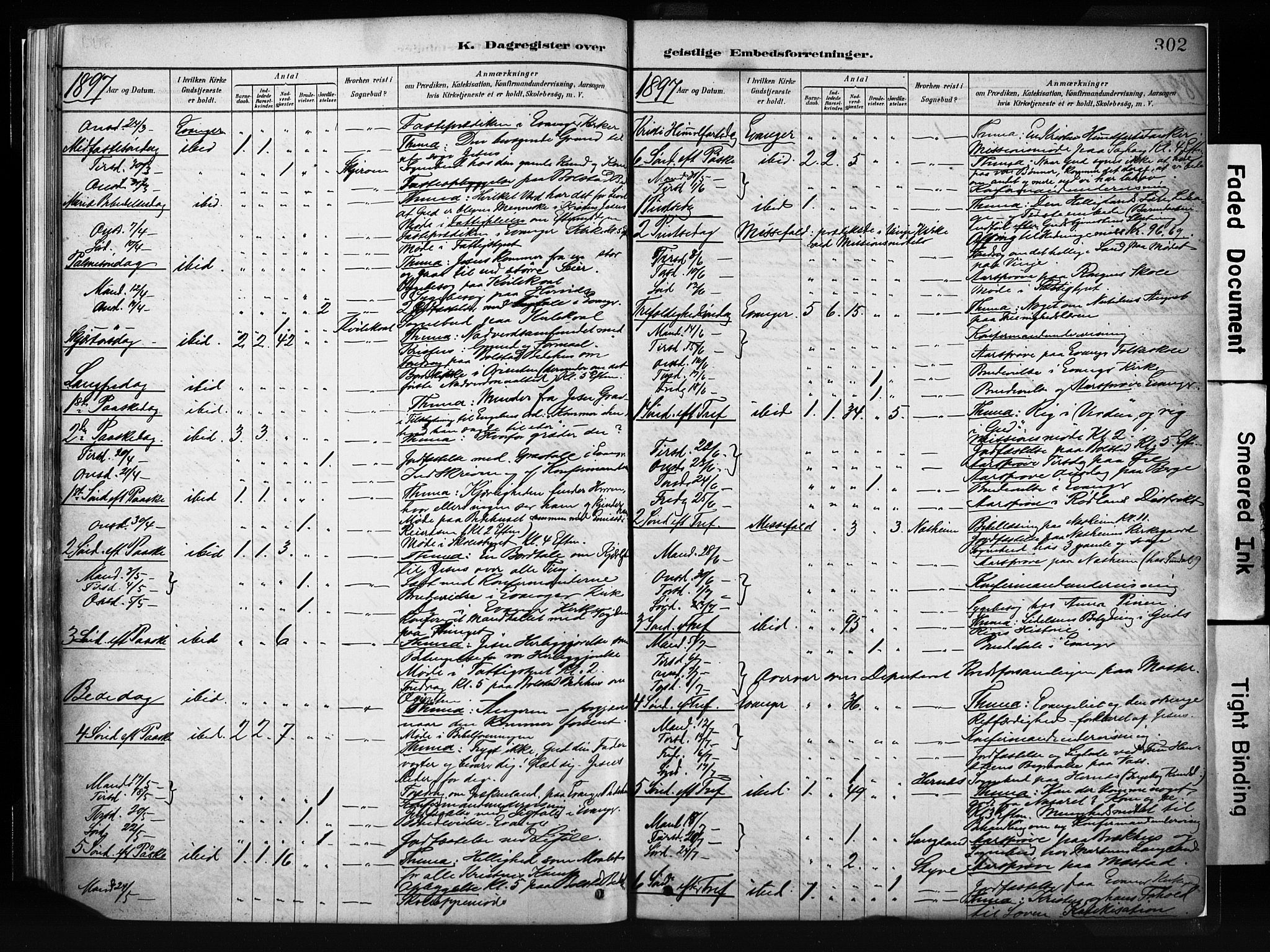 Evanger sokneprestembete, SAB/A-99924: Parish register (official) no. A 1, 1877-1899, p. 302