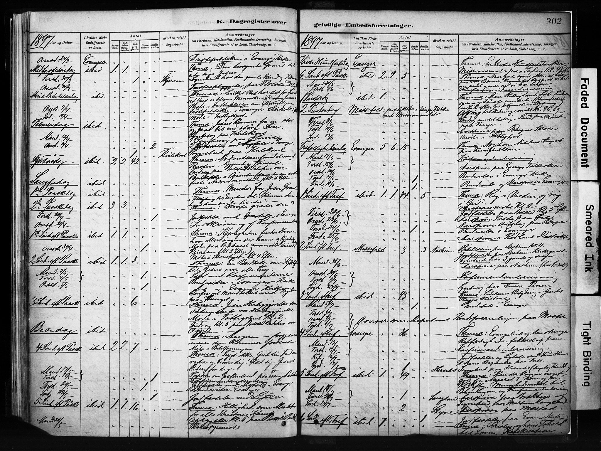 Evanger sokneprestembete, AV/SAB-A-99924: Parish register (official) no. A 1, 1877-1899, p. 302