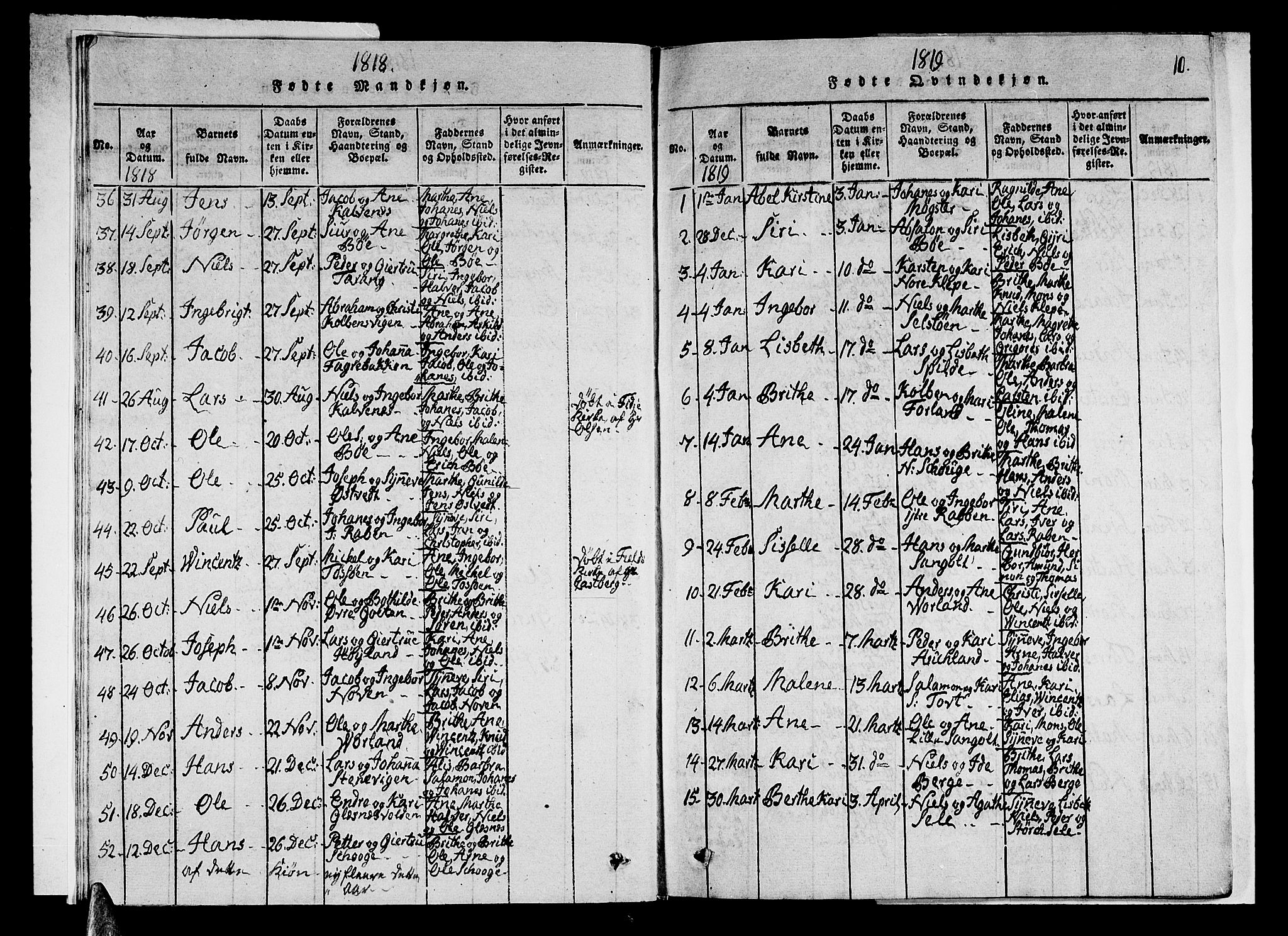 Sund sokneprestembete, SAB/A-99930: Parish register (copy) no. A 1, 1816-1827, p. 10