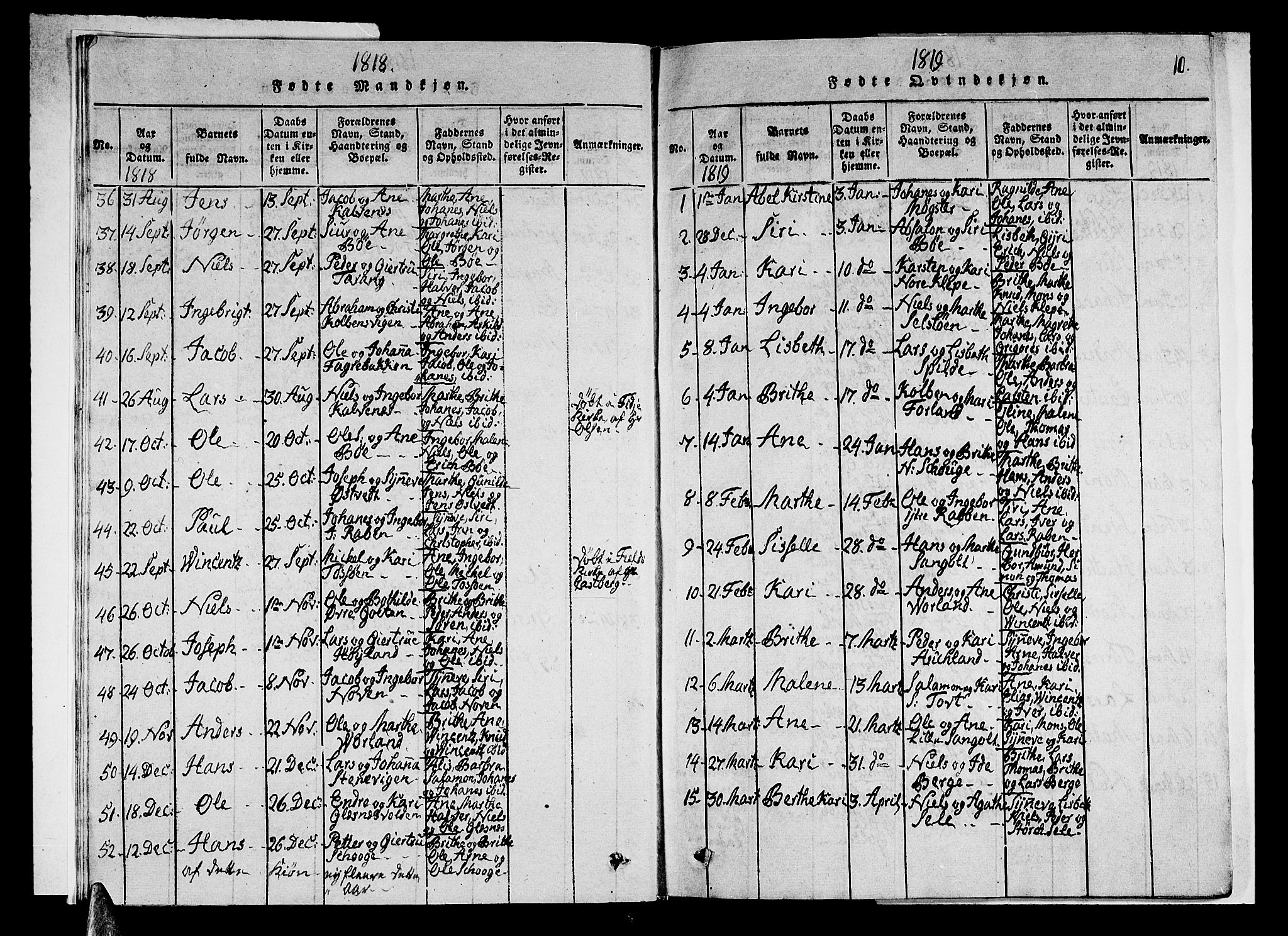 Sund sokneprestembete, AV/SAB-A-99930: Parish register (copy) no. A 1, 1816-1827, p. 10