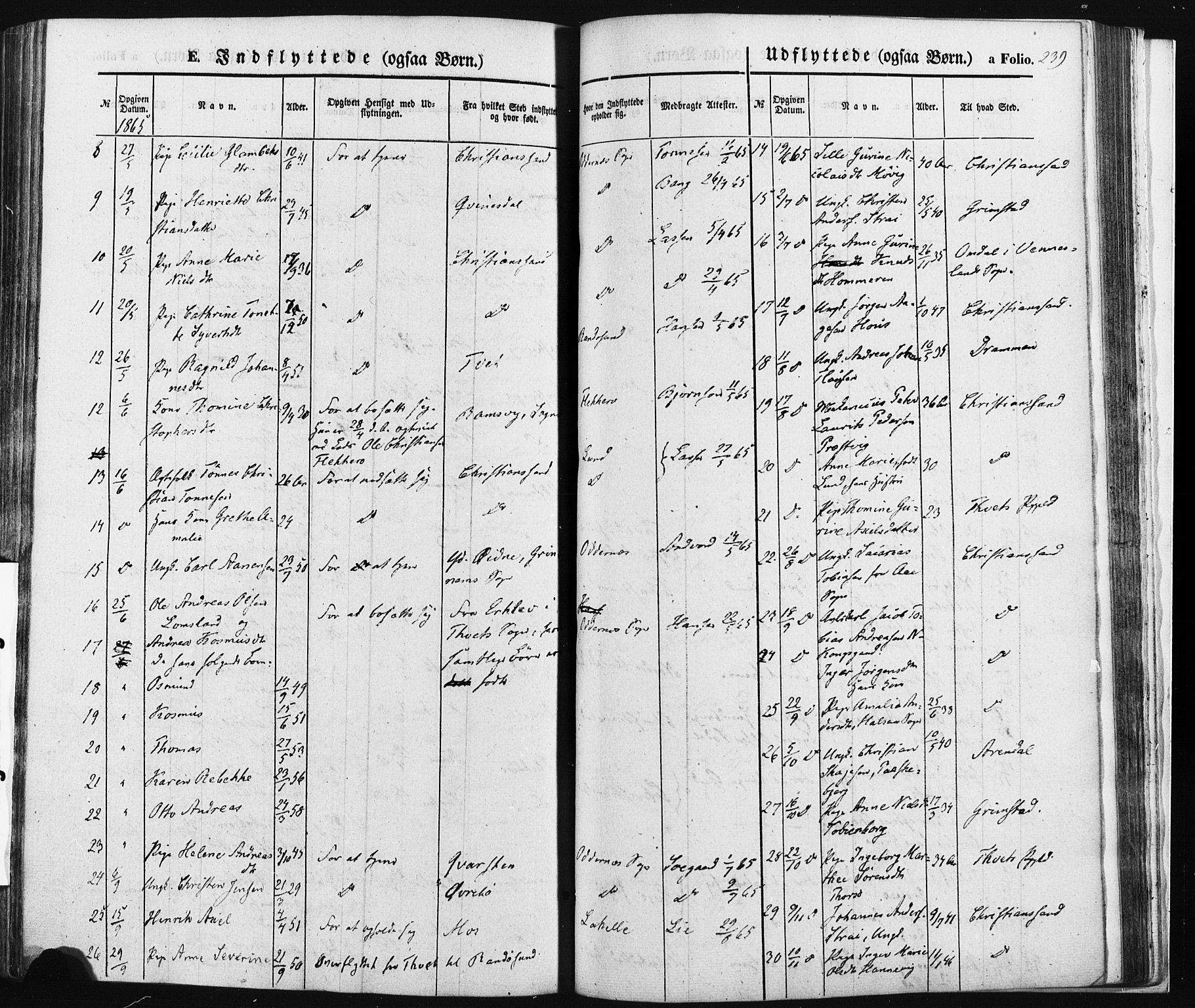 Oddernes sokneprestkontor, SAK/1111-0033/F/Fa/Faa/L0007: Parish register (official) no. A 7, 1851-1863, p. 239