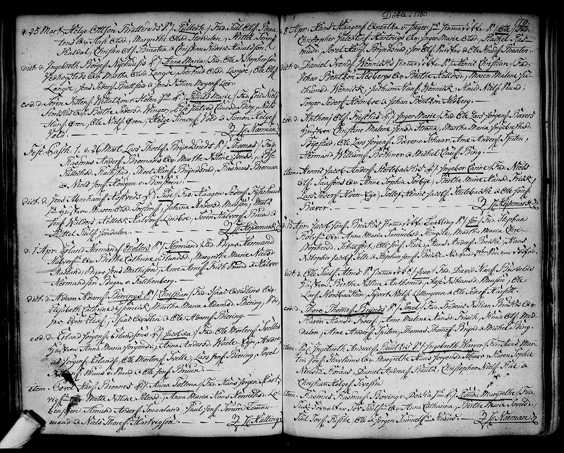 Kongsberg kirkebøker, SAKO/A-22/F/Fa/L0005: Parish register (official) no. I 5, 1769-1782, p. 170