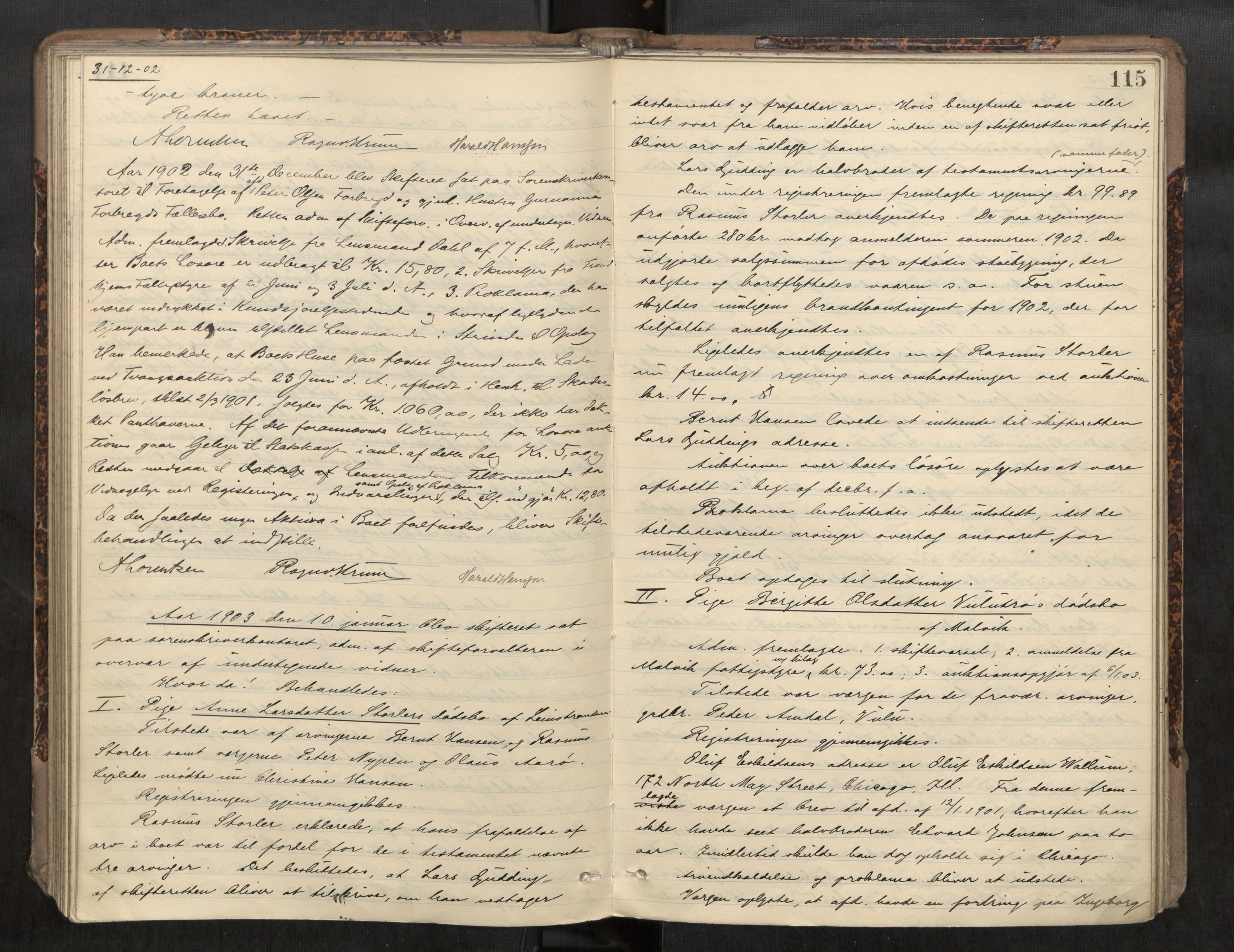 Strinda og Selbu sorenskriveri, AV/SAT-A-0015/3/3B/L0008: Skifteforhandlingsprot. 8 8, 1899-1904, p. 115