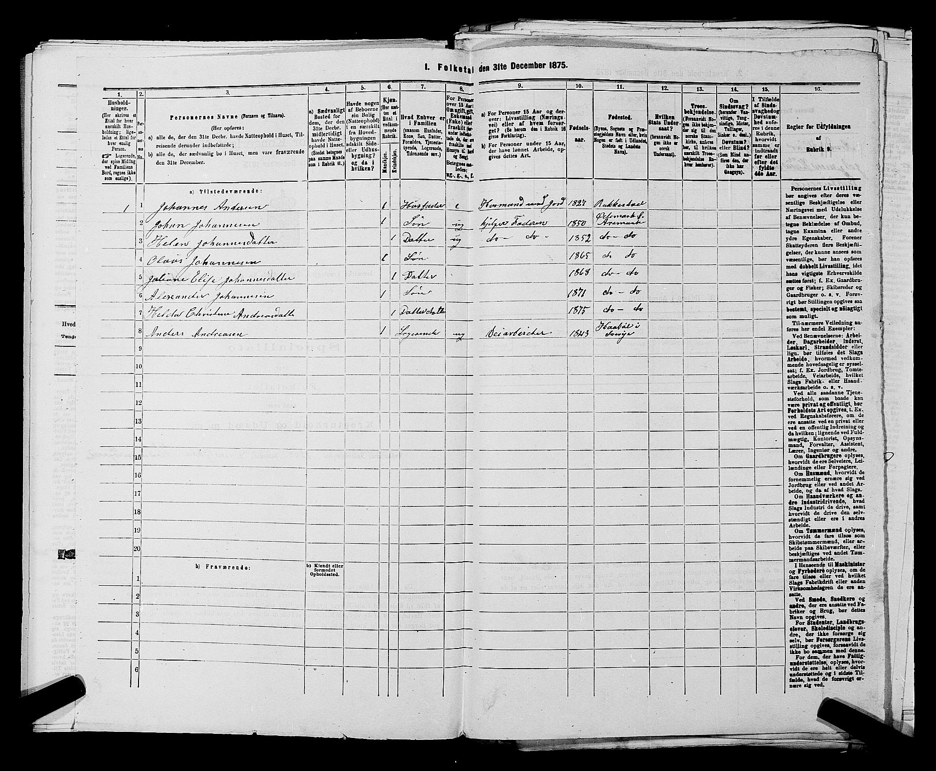 RA, 1875 census for 0118P Aremark, 1875, p. 855
