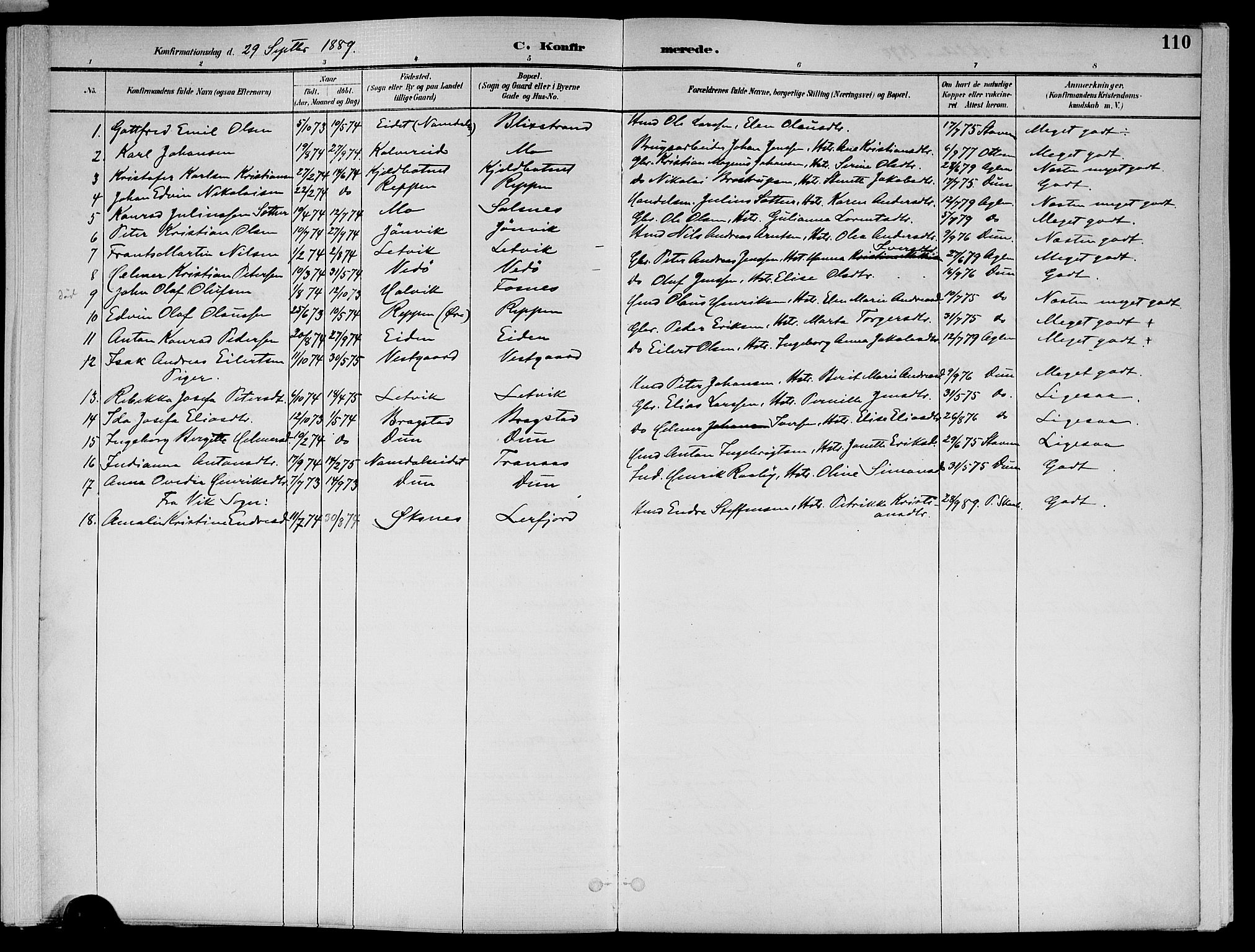 Ministerialprotokoller, klokkerbøker og fødselsregistre - Nord-Trøndelag, AV/SAT-A-1458/773/L0617: Parish register (official) no. 773A08, 1887-1910, p. 110