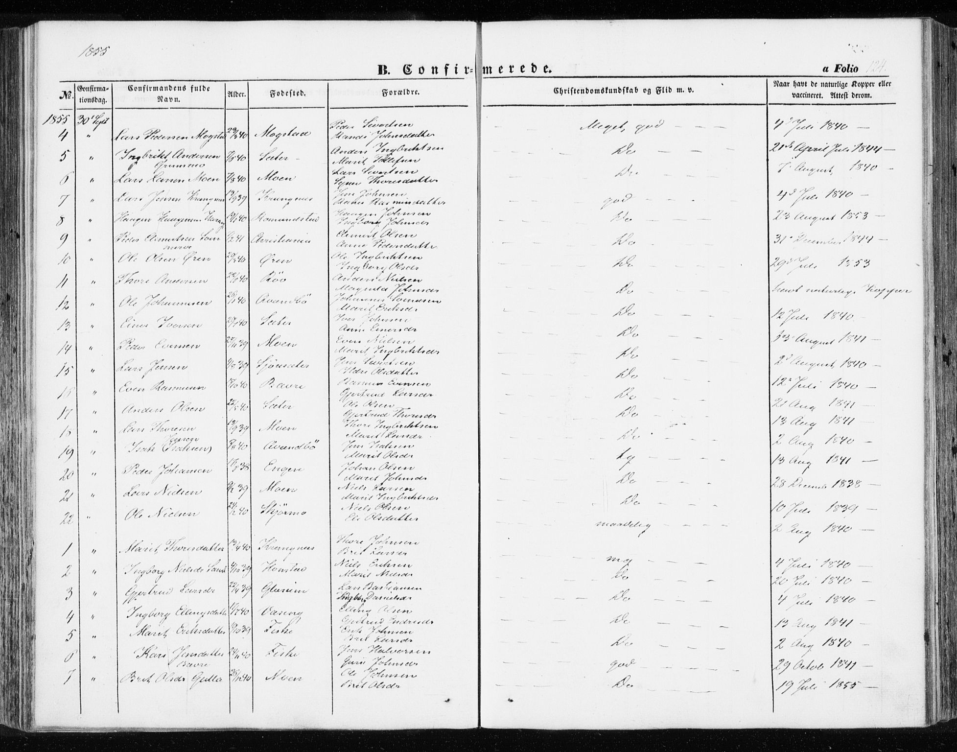 Ministerialprotokoller, klokkerbøker og fødselsregistre - Møre og Romsdal, AV/SAT-A-1454/595/L1044: Parish register (official) no. 595A06, 1852-1863, p. 124