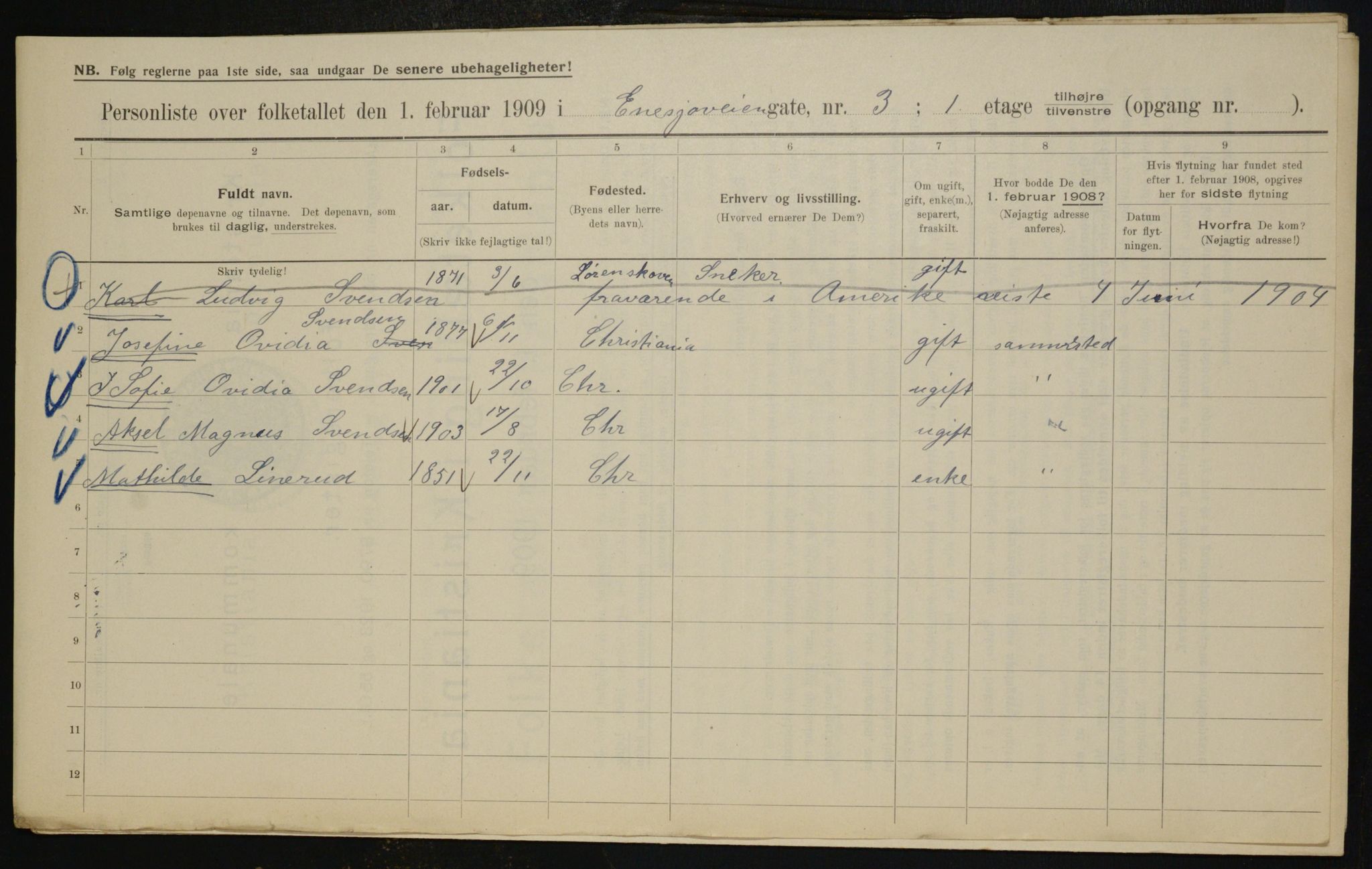 OBA, Municipal Census 1909 for Kristiania, 1909, p. 19813