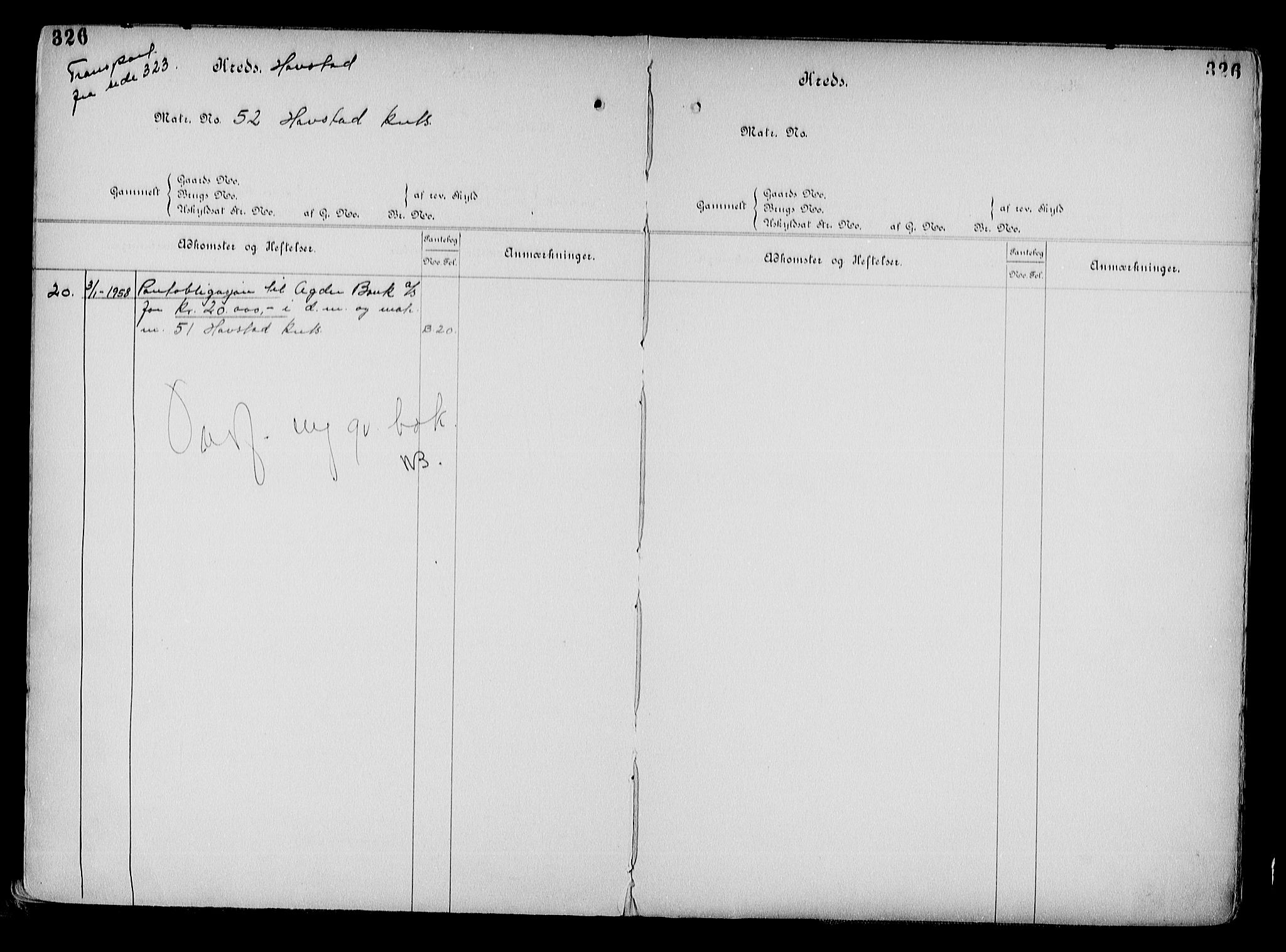 Arendal byfogd, AV/SAK-1222-0001/G/Ga/L0015: Mortgage register no. 13, 1860-1960, p. 326
