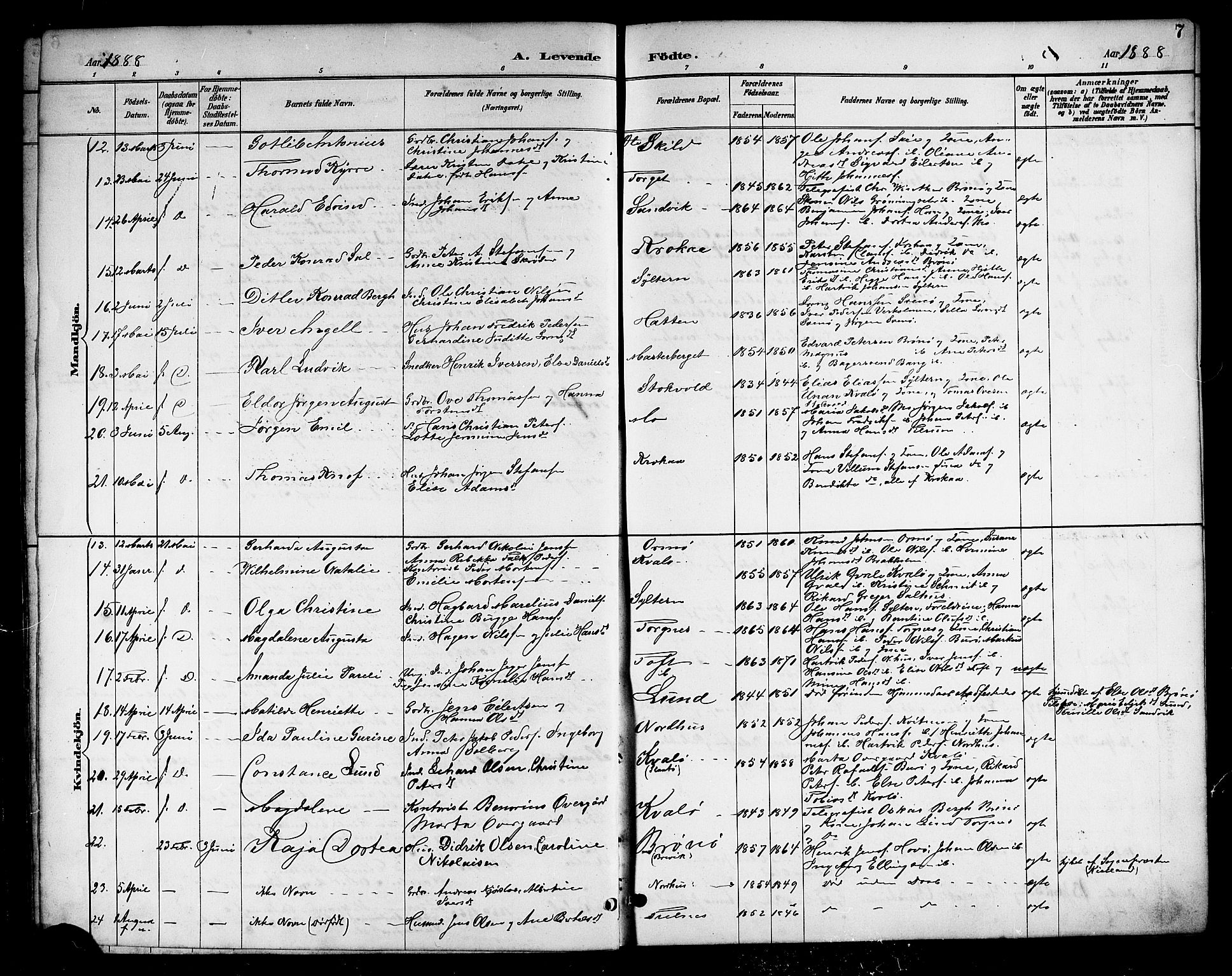Ministerialprotokoller, klokkerbøker og fødselsregistre - Nordland, SAT/A-1459/813/L0213: Parish register (copy) no. 813C05, 1887-1903, p. 7