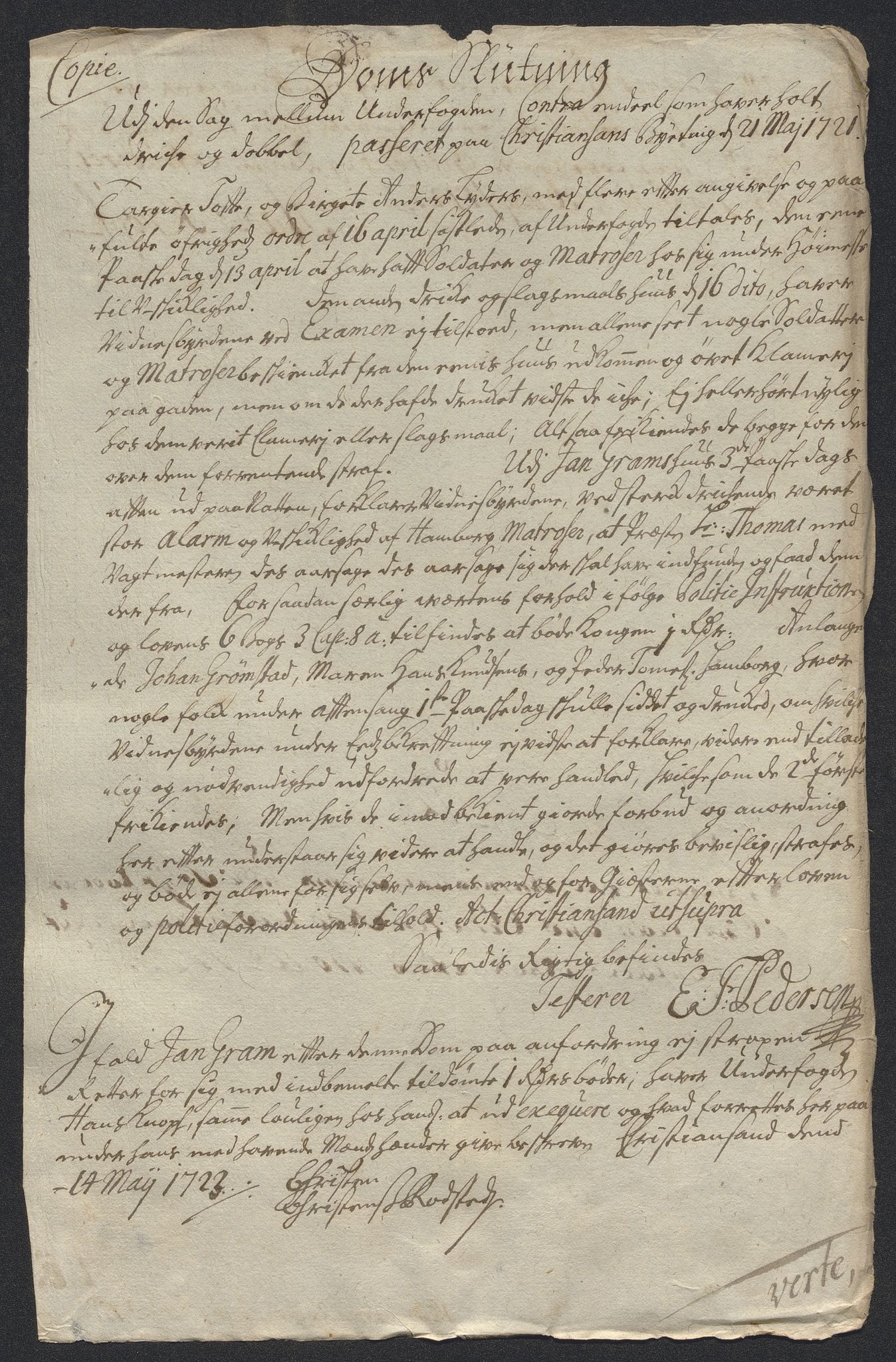 Rentekammeret inntil 1814, Reviderte regnskaper, Byregnskaper, RA/EA-4066/R/Rm/L0286: [M19] Sikt og sakefall, 1719-1727, p. 272