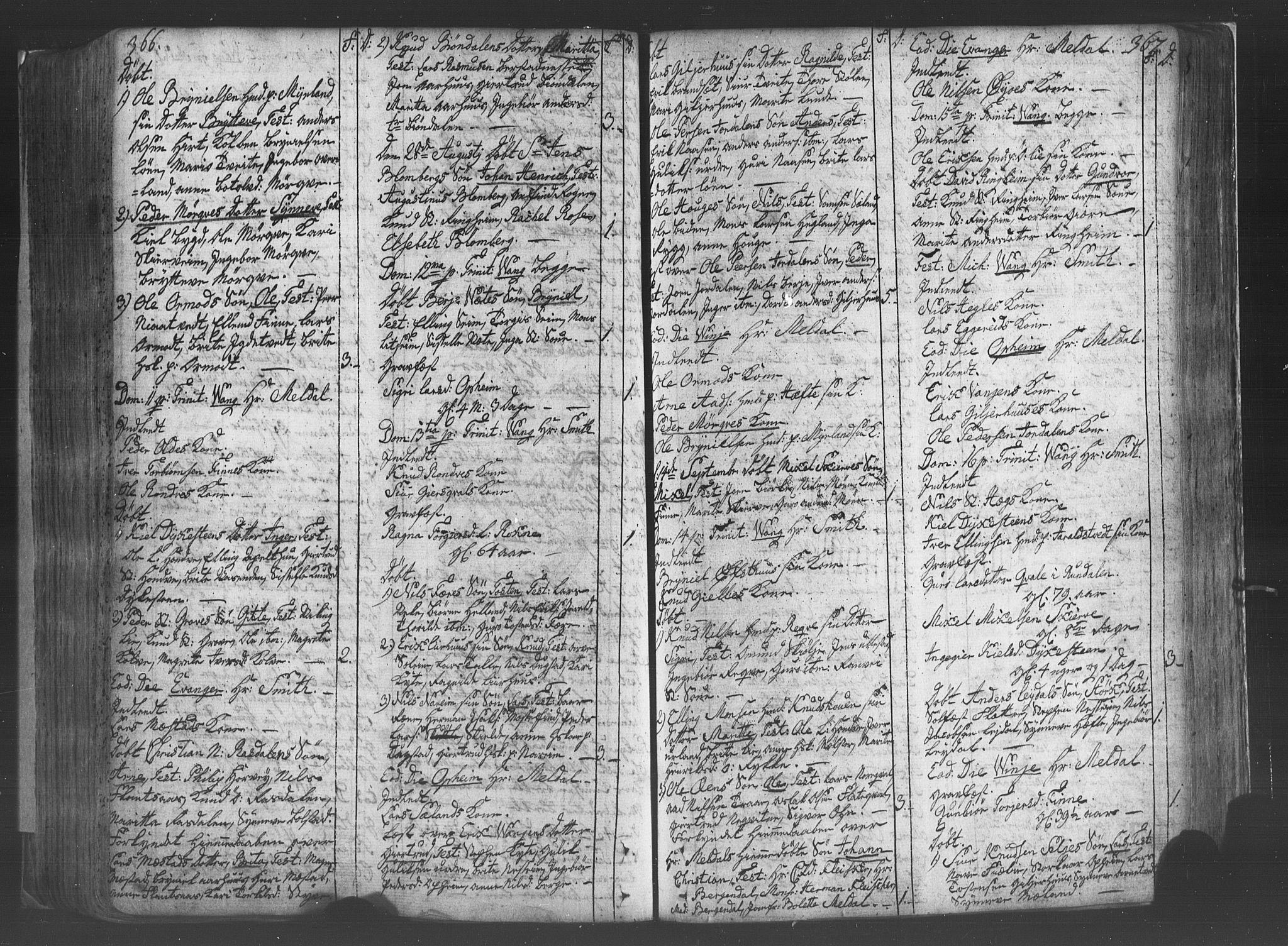 Voss sokneprestembete, SAB/A-79001/H/Haa: Parish register (official) no. A 8, 1752-1780, p. 366-367